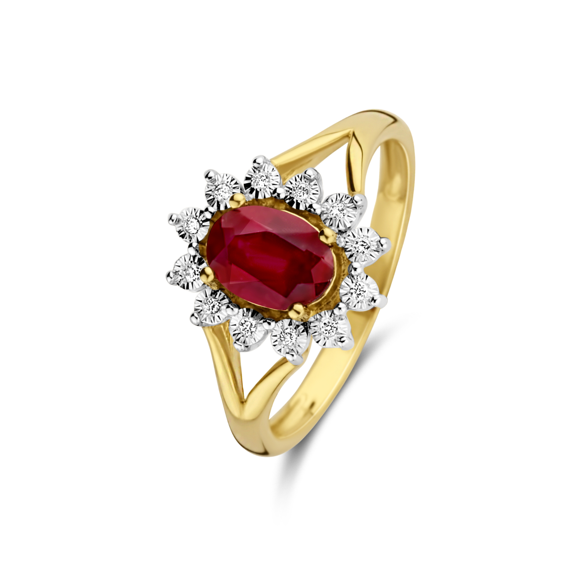 Gouden diamanten ring met robijn R480-34115-RO-YW