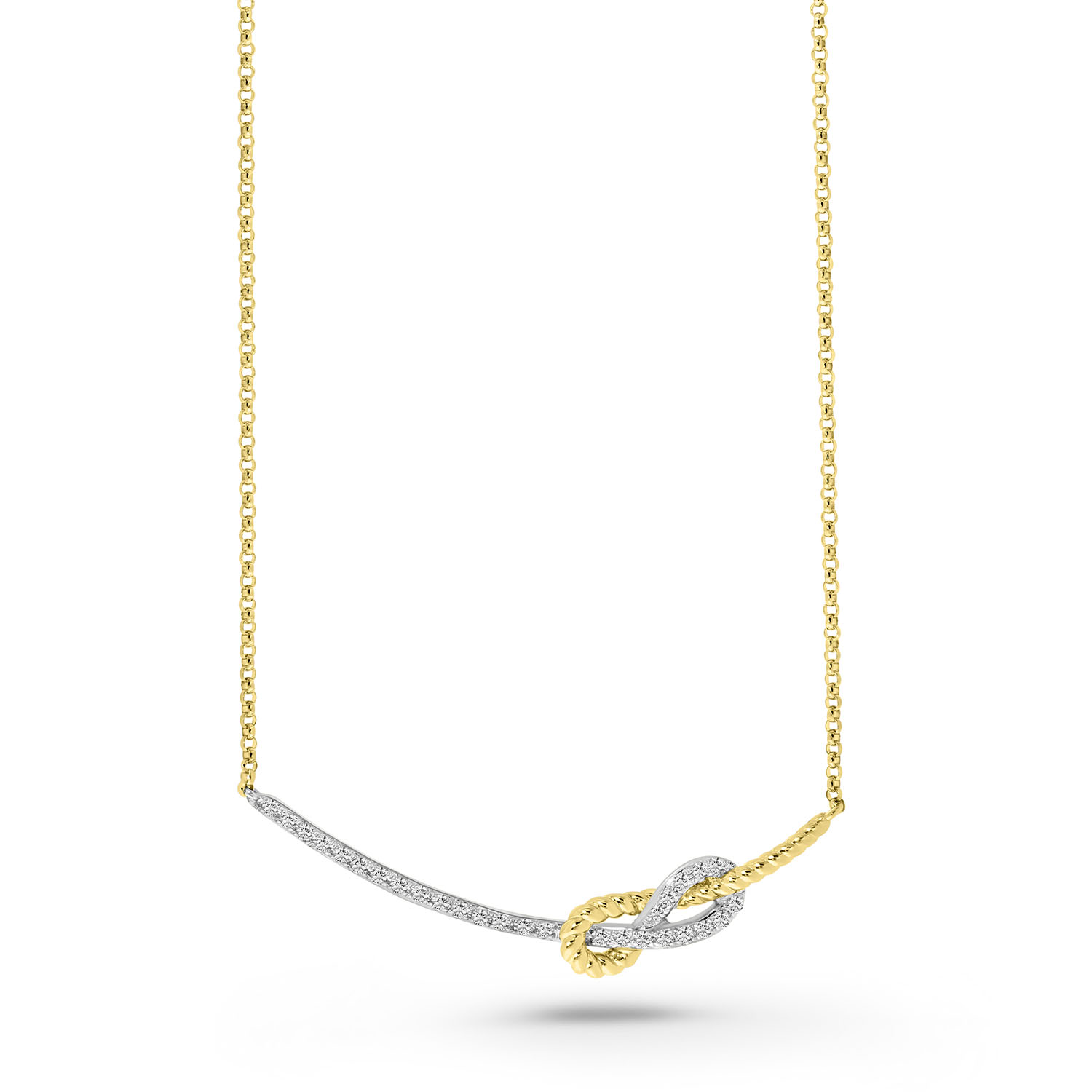 Bi-color ketting met loveknot en diamanten N480-NC530011ADI-YW