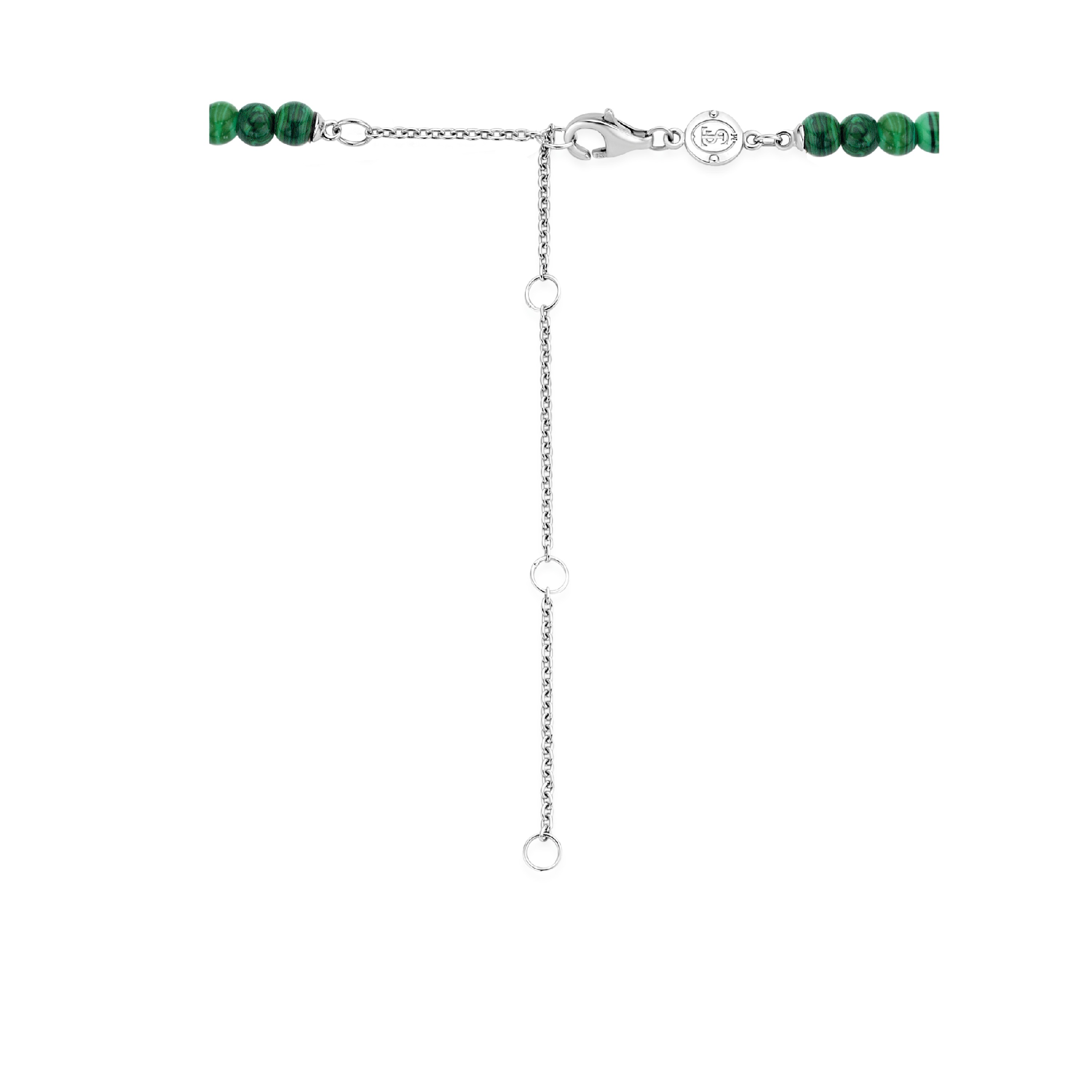 Kralenketting van sterling zilver met malachiet 3916MA