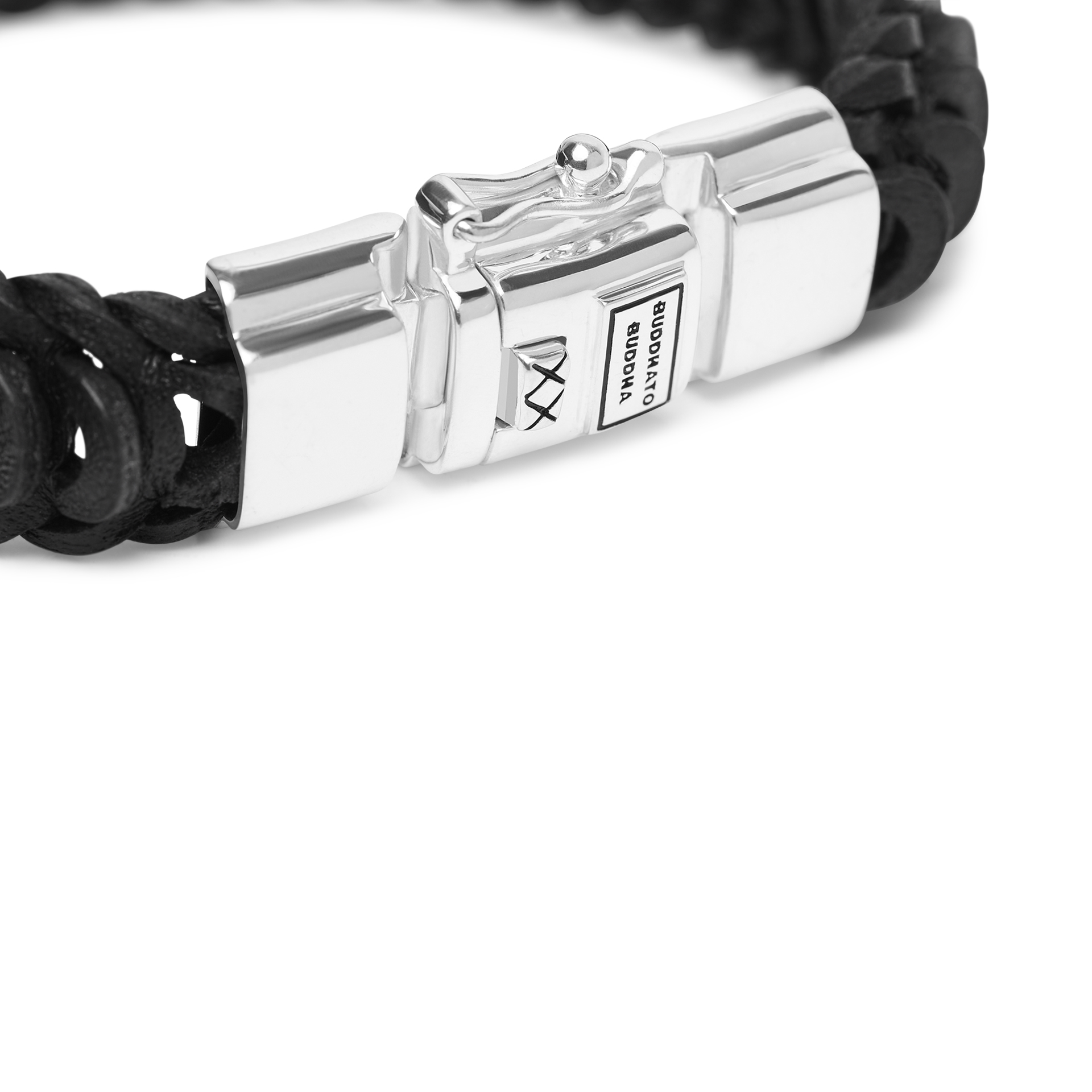 Armband Lars Leather Zwart Black van sterling zilver - 122BL Armband Lars Leather Zwart Black van sterling zilver - 122BL