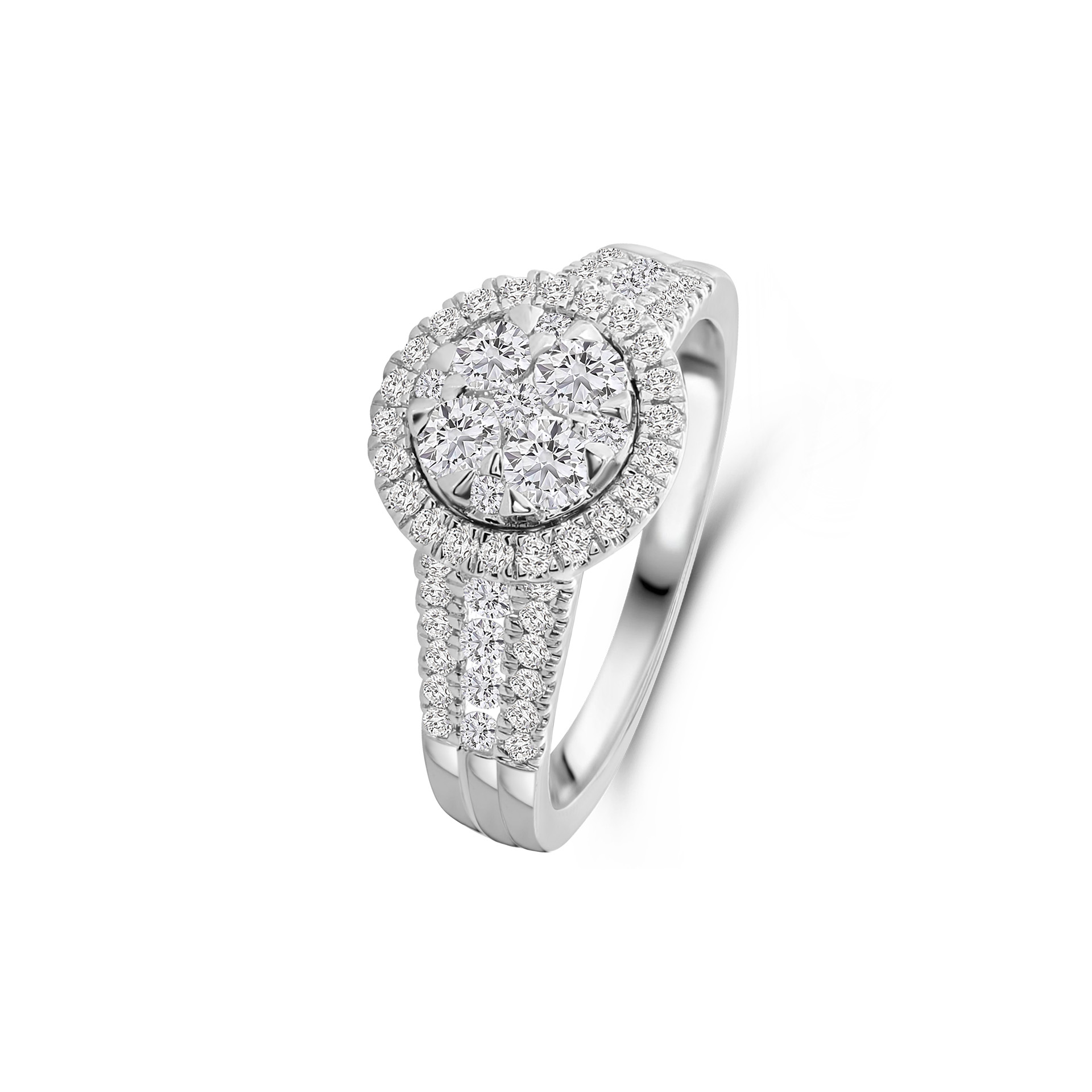 Witgouden ring met lab grown diamanten R138-RG81322-CV-W
