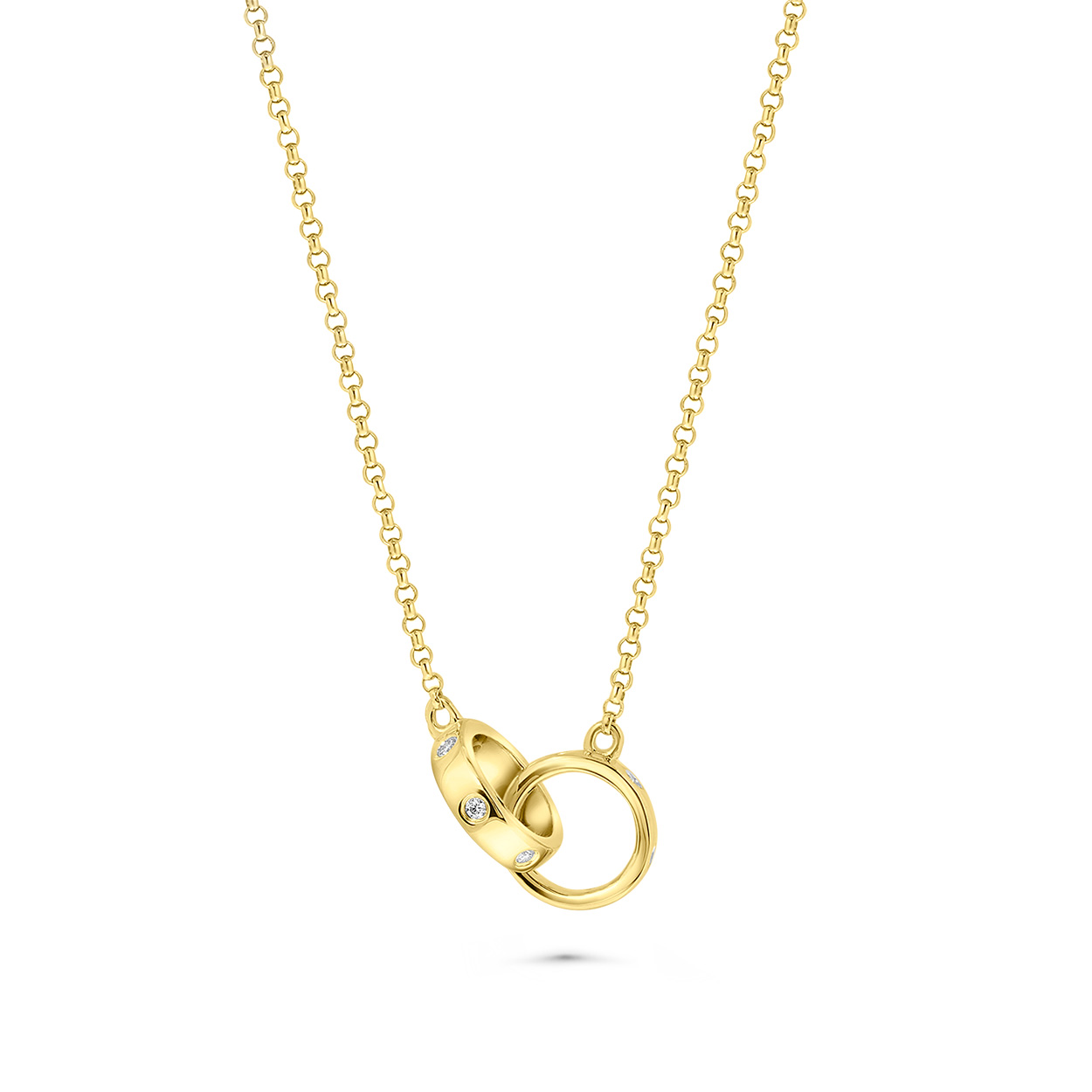 Geelgouden ketting rond dubbel met diamanten N136-196XN01969-S-Y