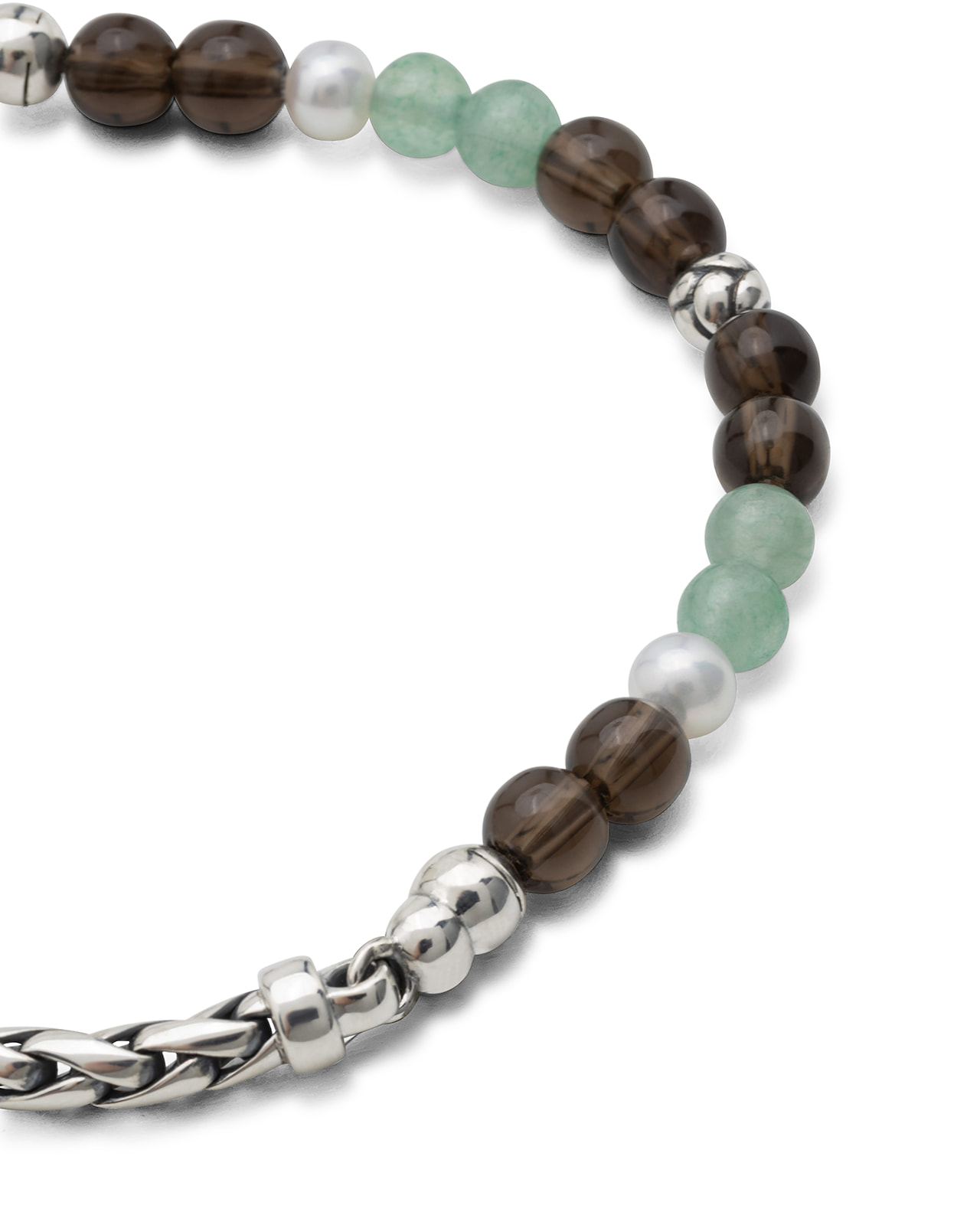 Armband Spirit Bead Aventurine Smokey Quartz Silver - 038AV
