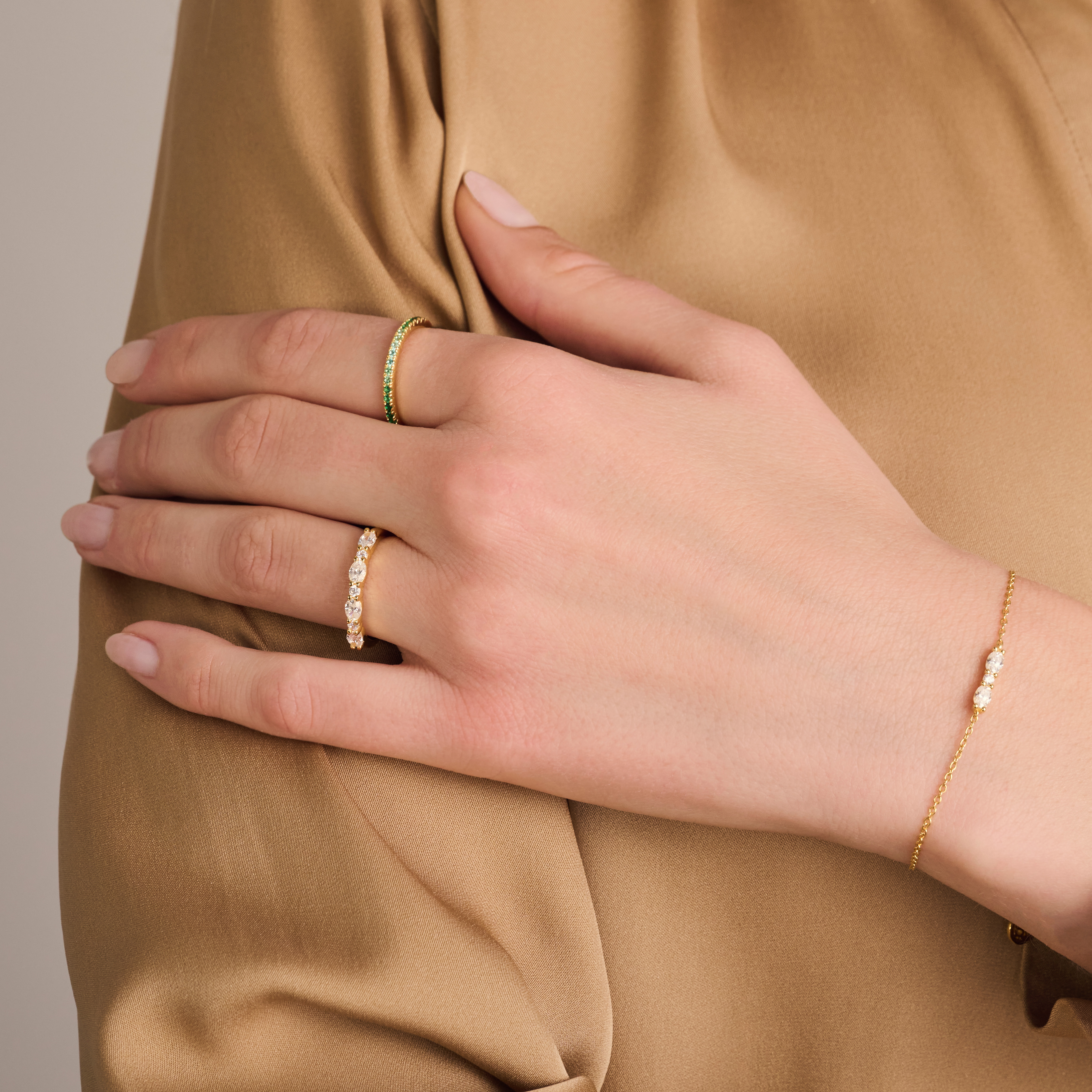 Ring Ellera Ovale van gold plated  met zirkonia SJ-R2416-CZ-YG