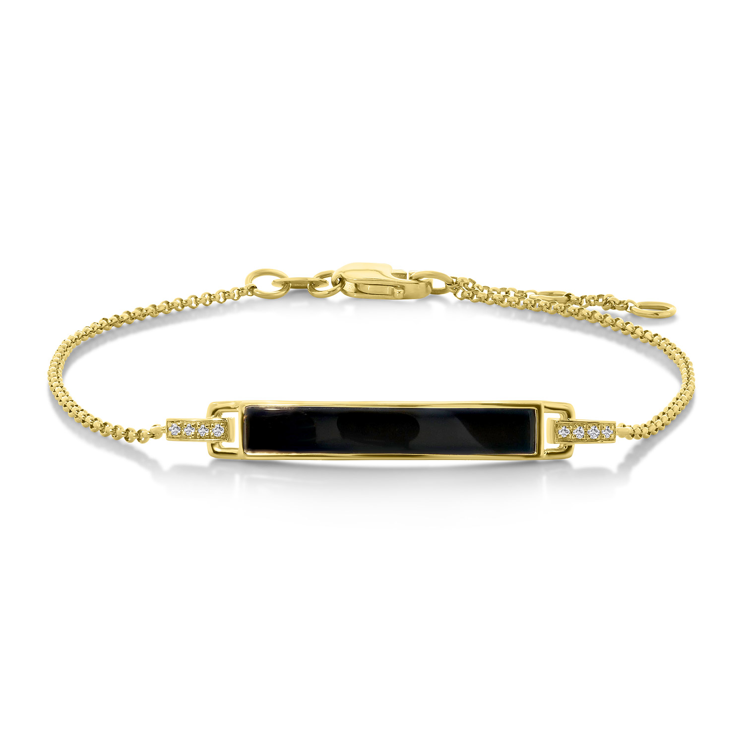 Geelgouden armband zwarte Onyx en diamant B136-144XE01041-OX-Y