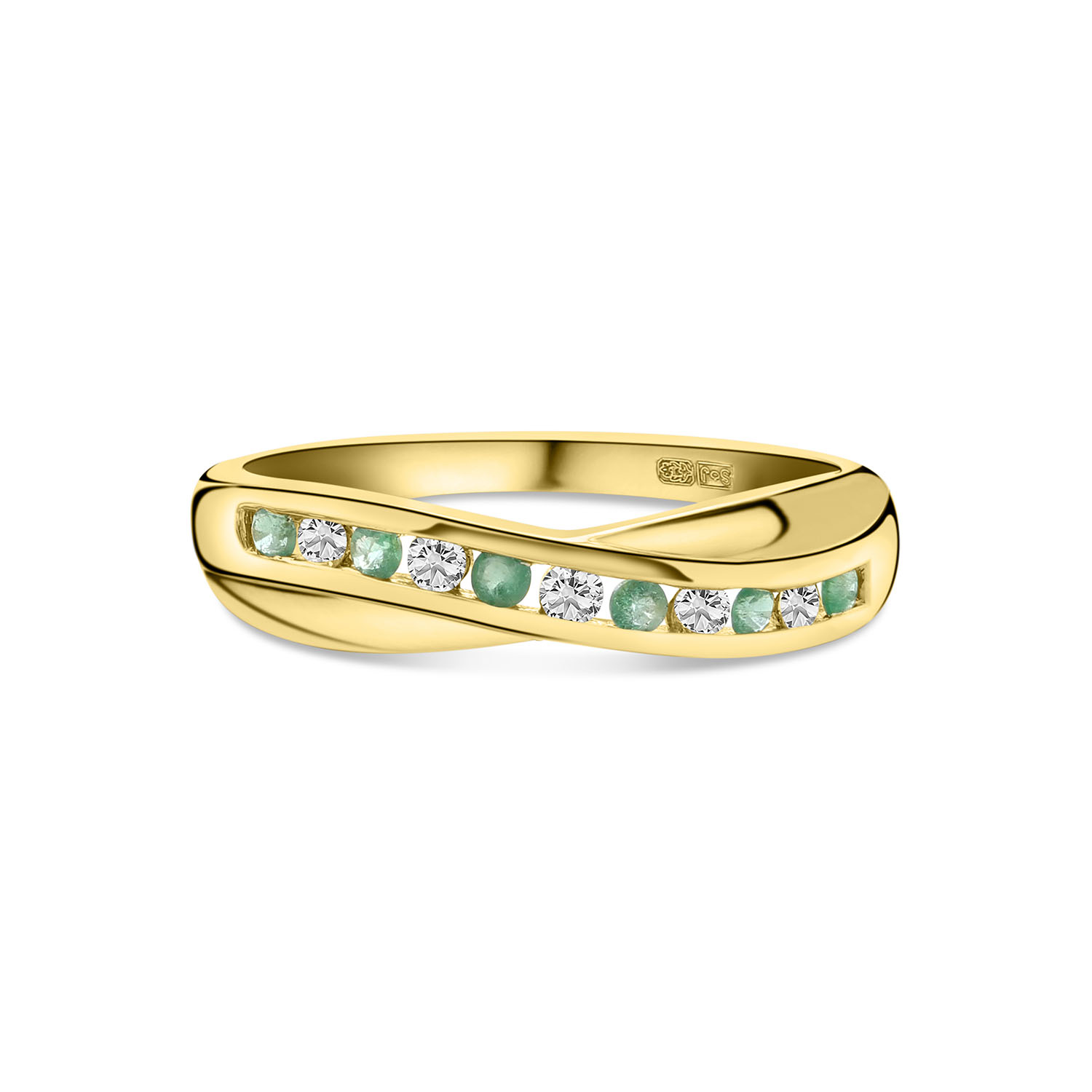 Geelgouden ring smaragd en diamanten R404-R40782-EM-Y