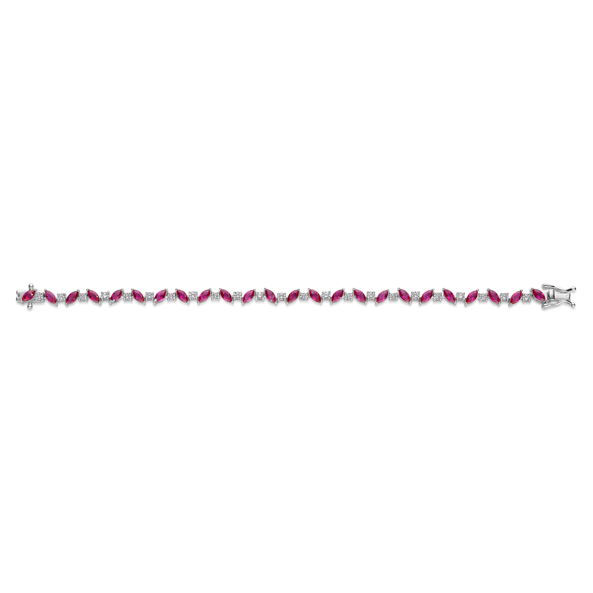 Tennisarmband van sterling zilver met rode zirkonia - B18488R