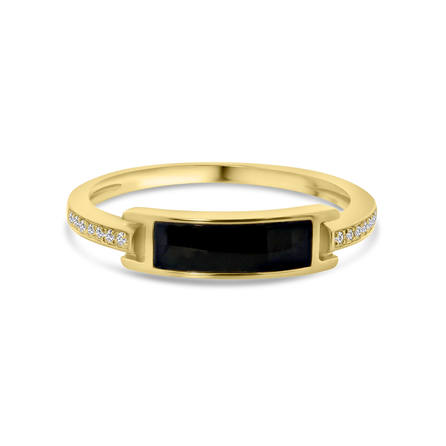 Geelgouden ring onyx met diamanten R136-144XA01041-OX-Y