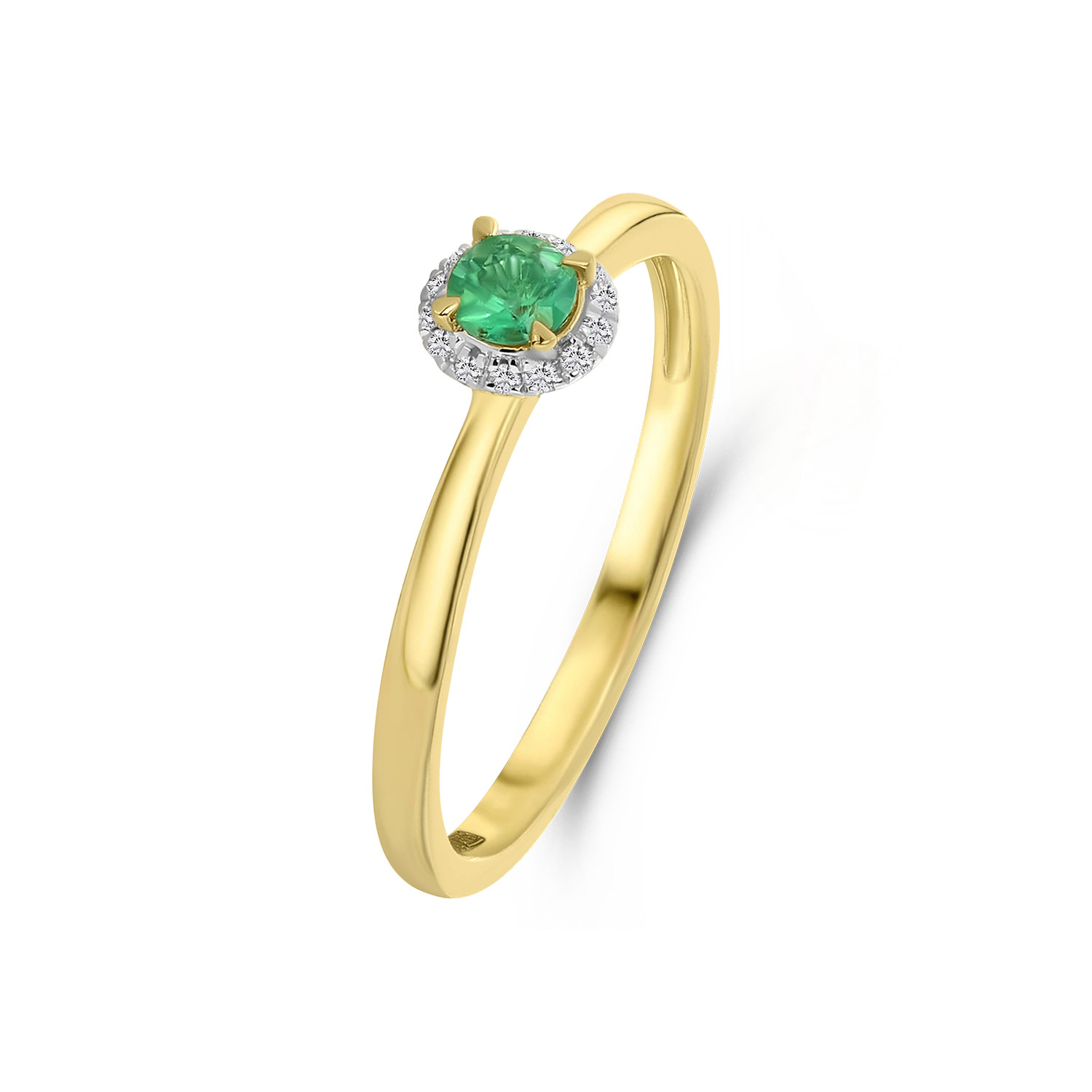 Geelgouden ring smaragd en diamanten met entourage R404-R-42638-EM-Y