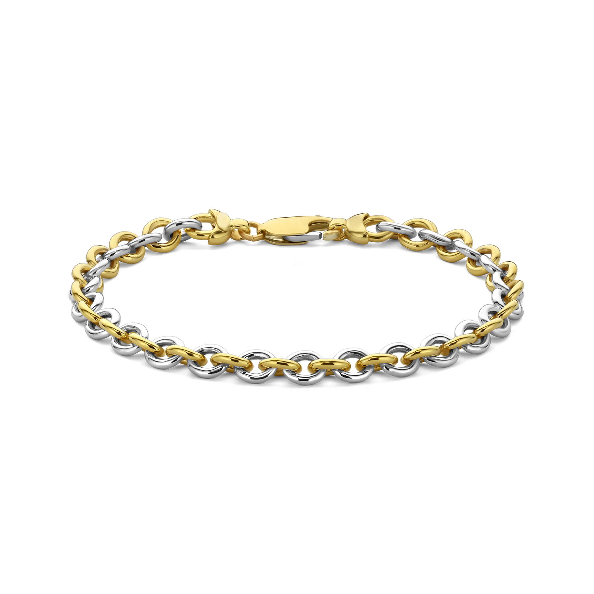 Schakelarmband bicolor goud met zilveren kern 6 mm - 41-ANK06