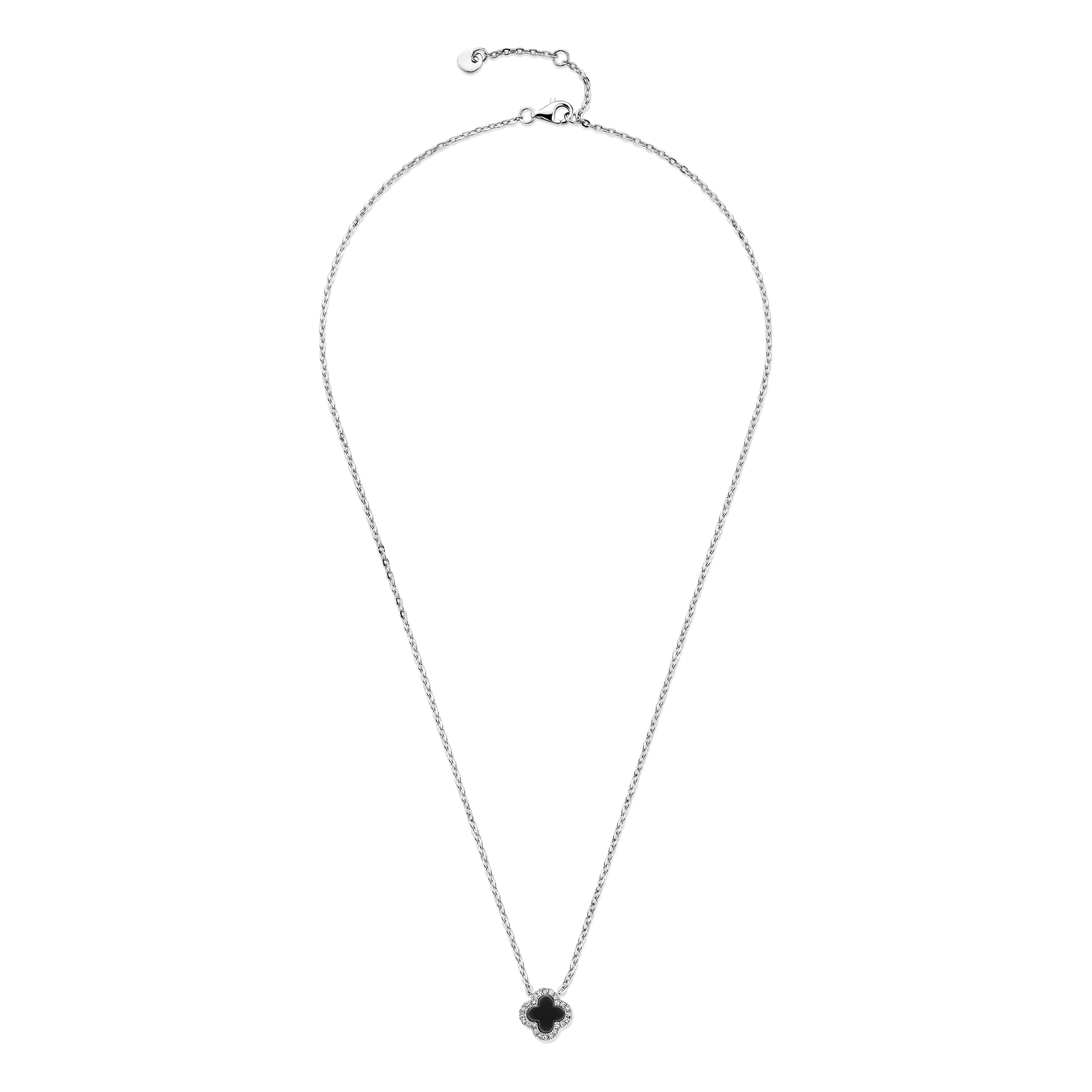 Ketting Klaver met Onyx en Topaas 10 mm - SCN7667ONT