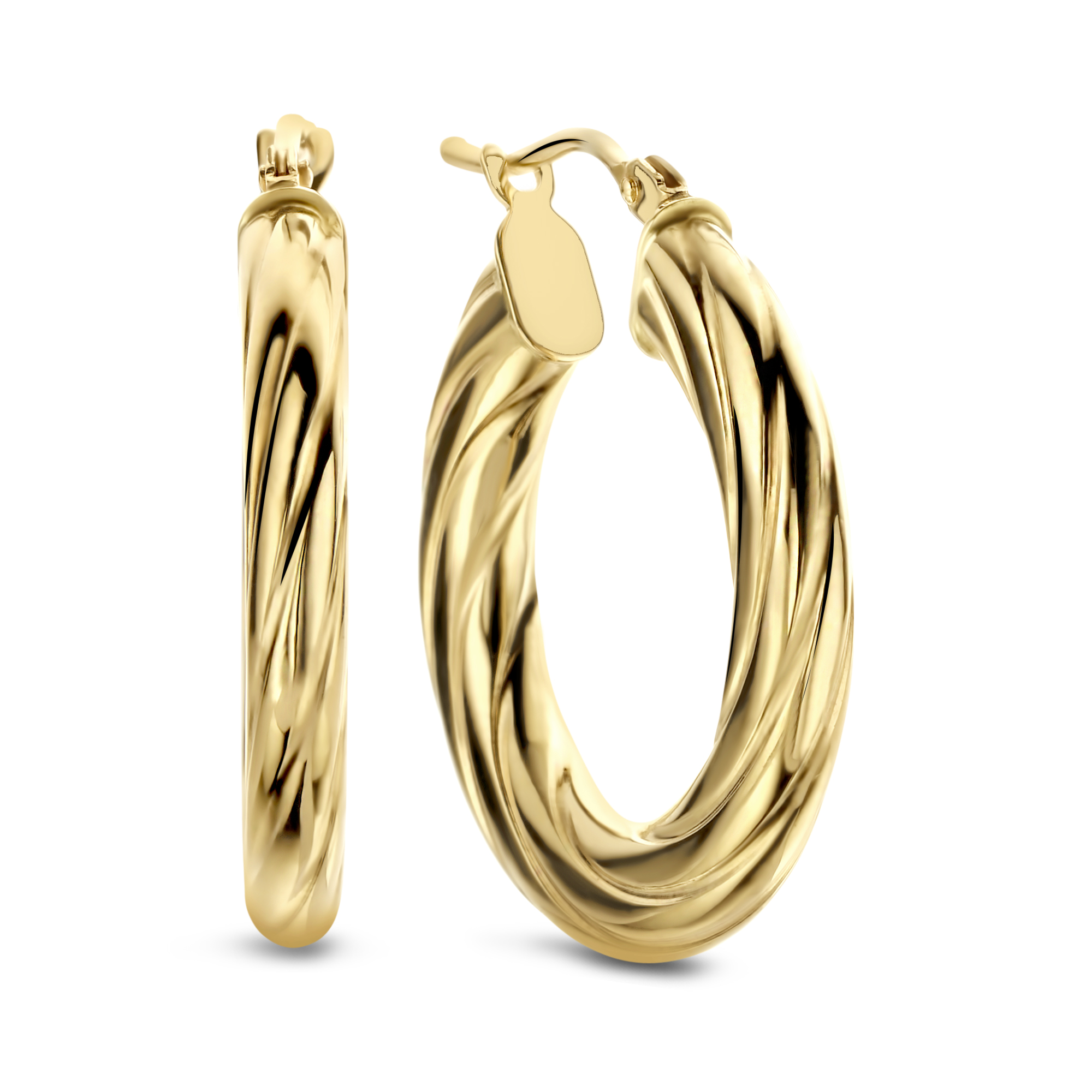 Geelgouden gedraaide oorringen RLP24M15