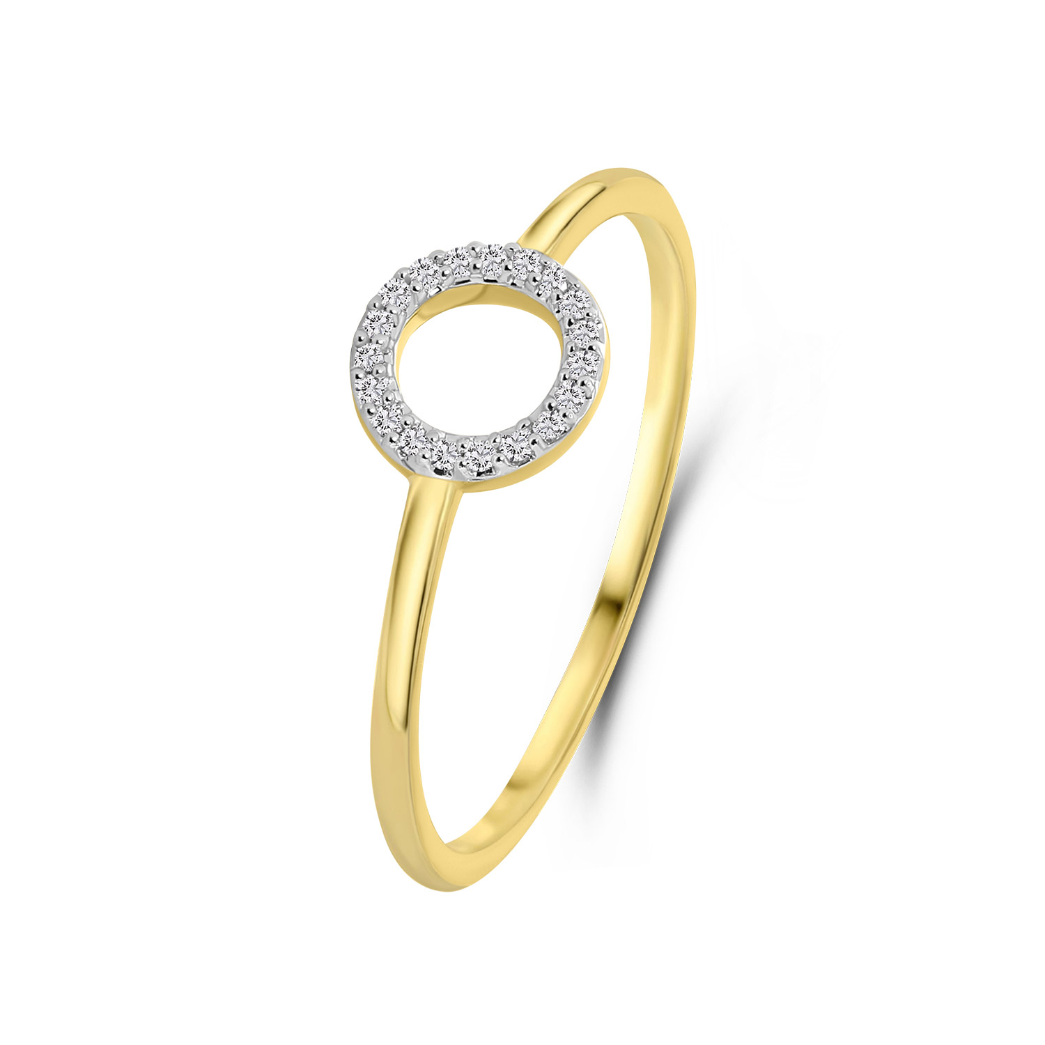 Geelgouden ring rond met diamant R138-RG50167-Y