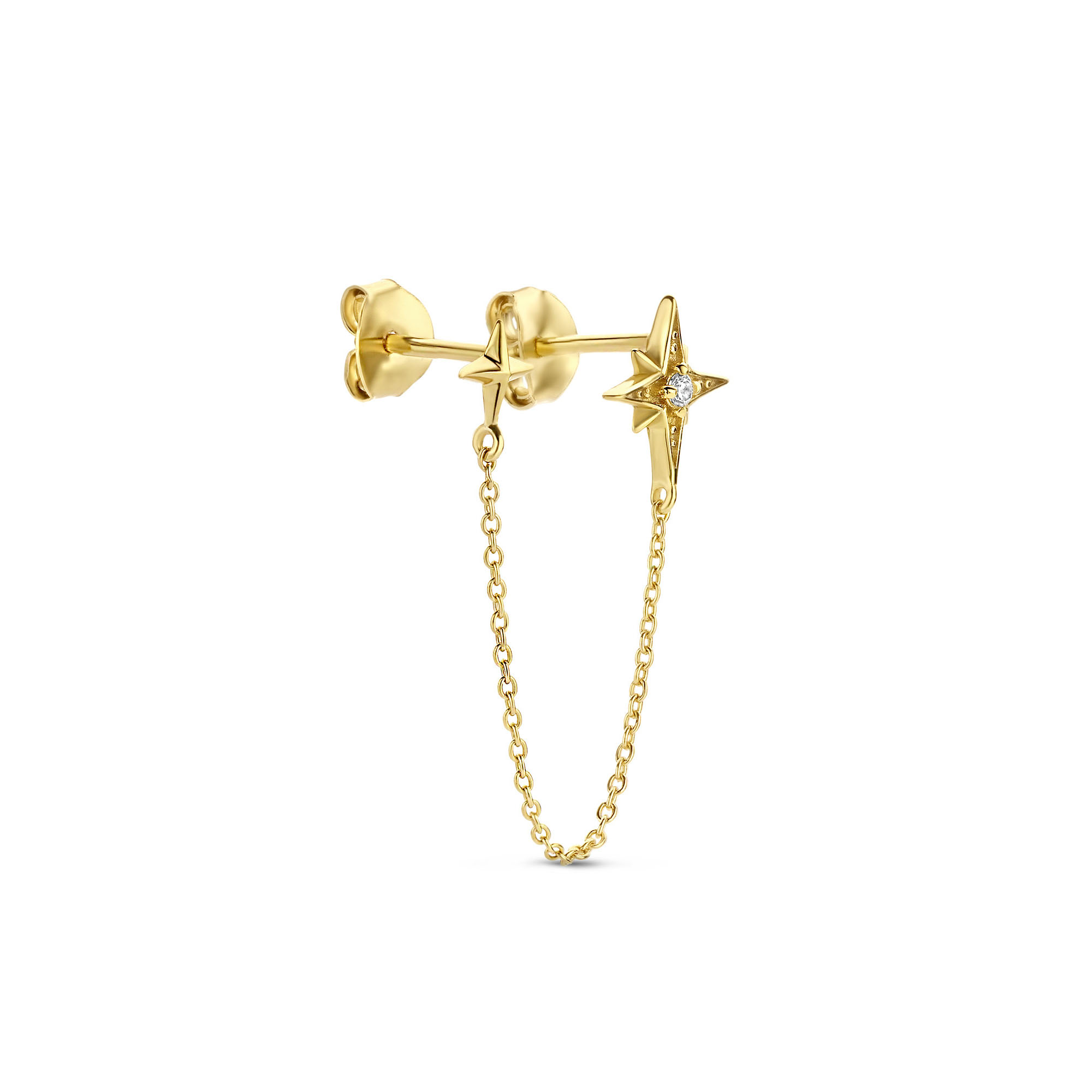 Gold plated dubbele oorknoppen met zirkonia 213A0267