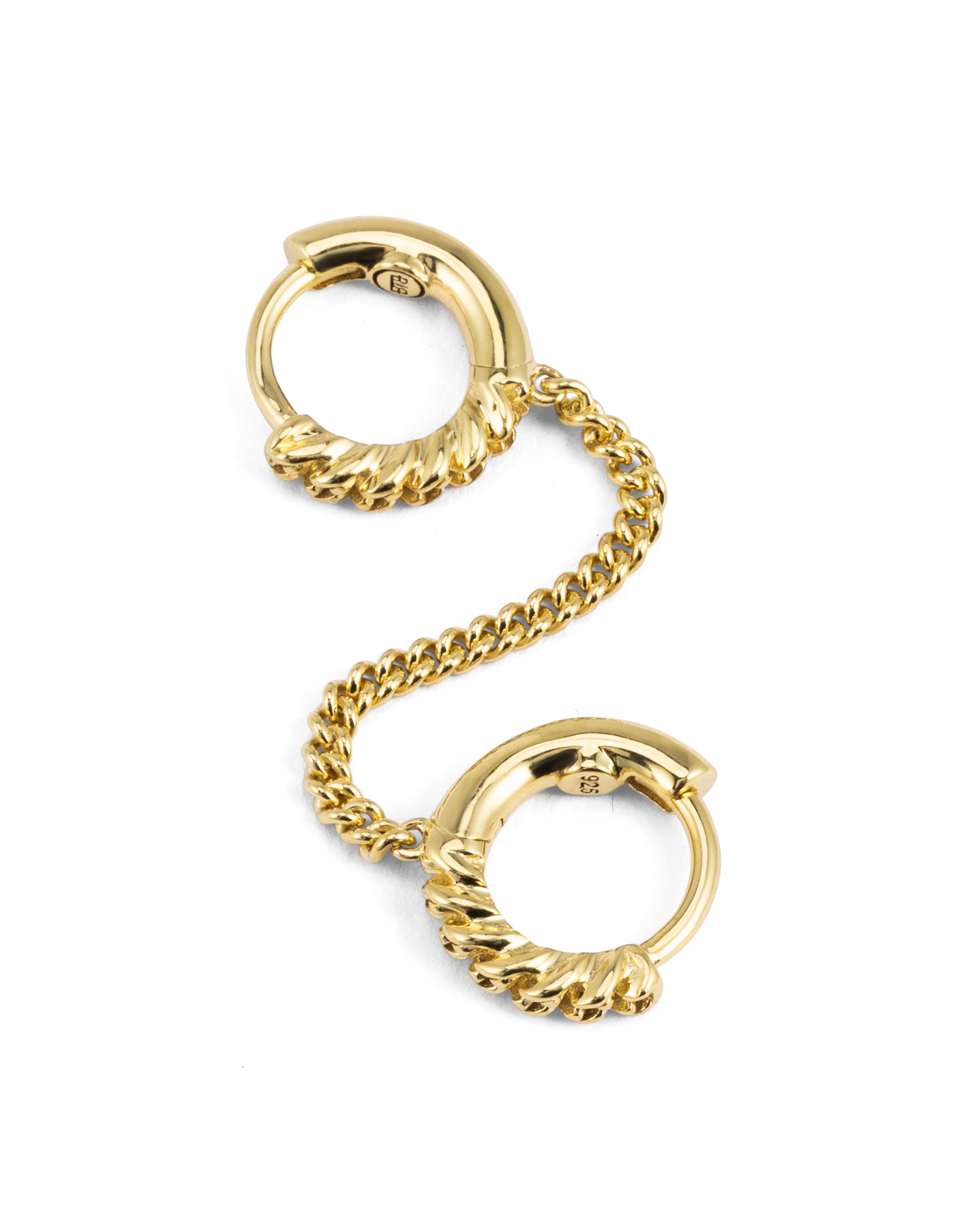 Oorringen Nathalie Double Linked Gold Plated One Piece - 407GV ONE