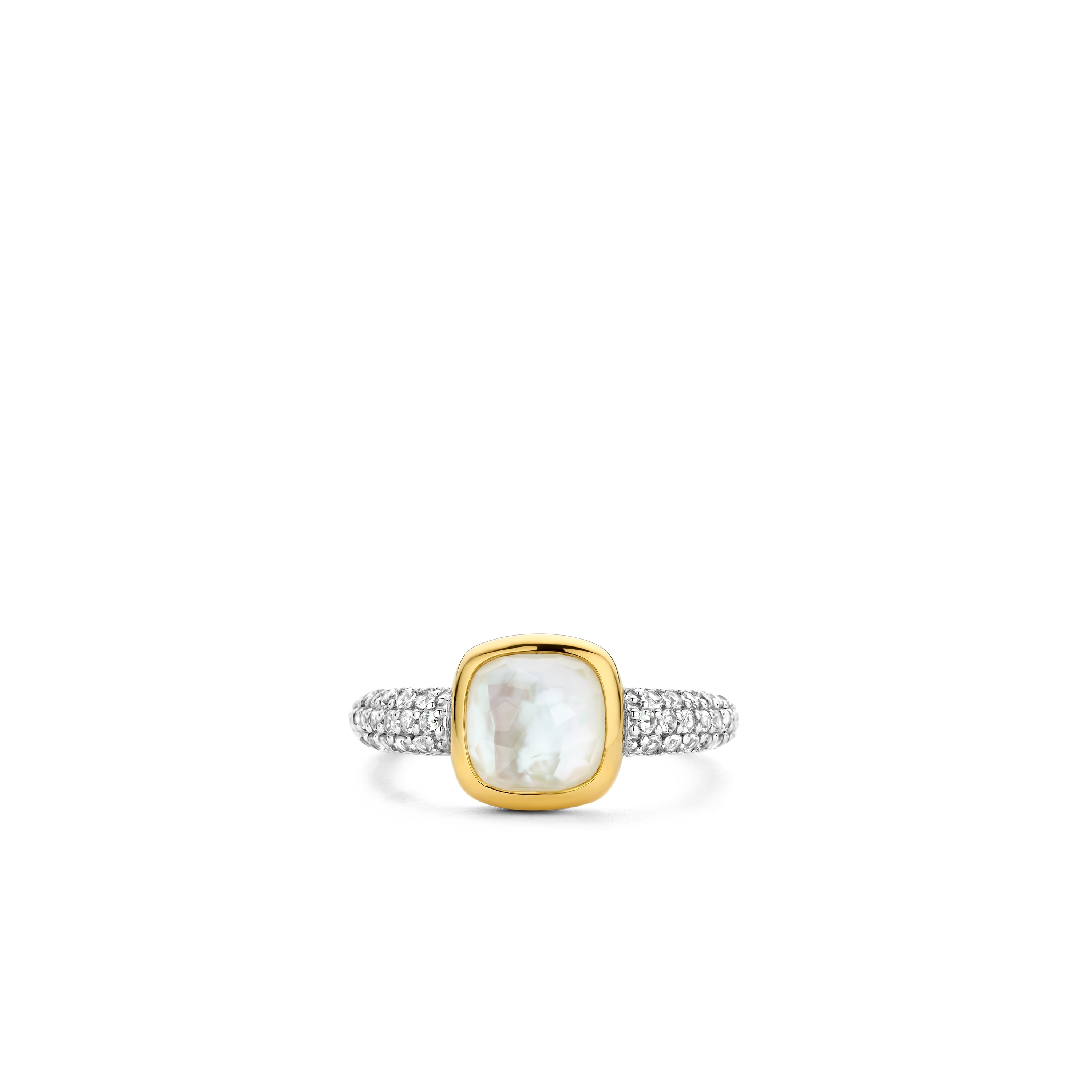 Ring van gold plated  met zirkonia en kristal 12331MW