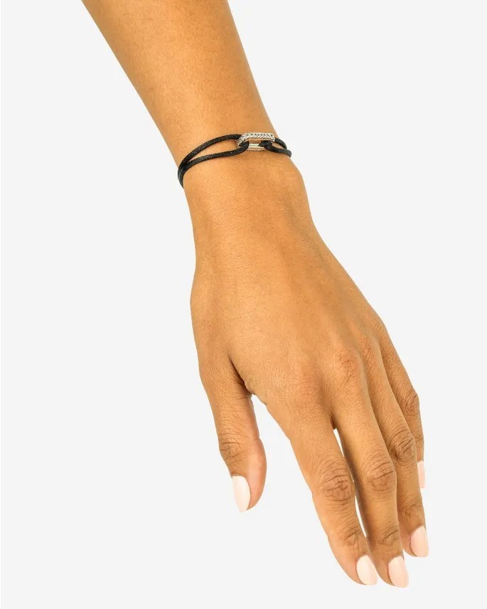 Koordarmband Barbara van sterling zilver met zwart koord 134BL
