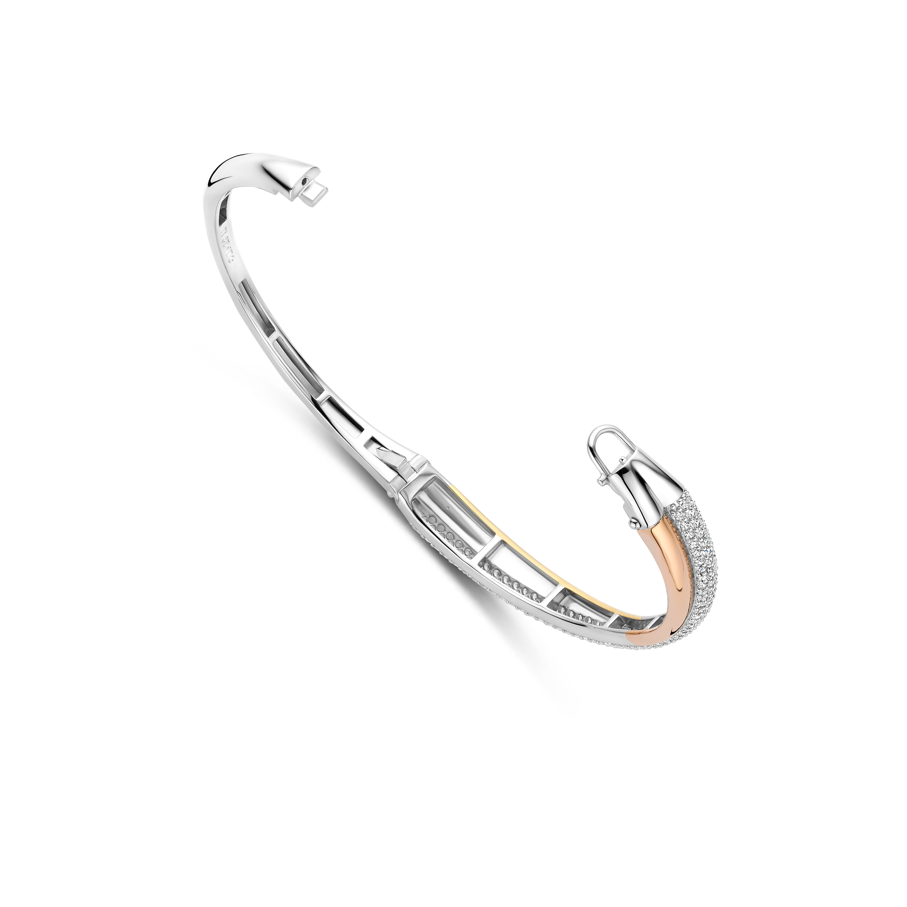 Bangle gold plated Tricolor met zirkonia - 23071ZT