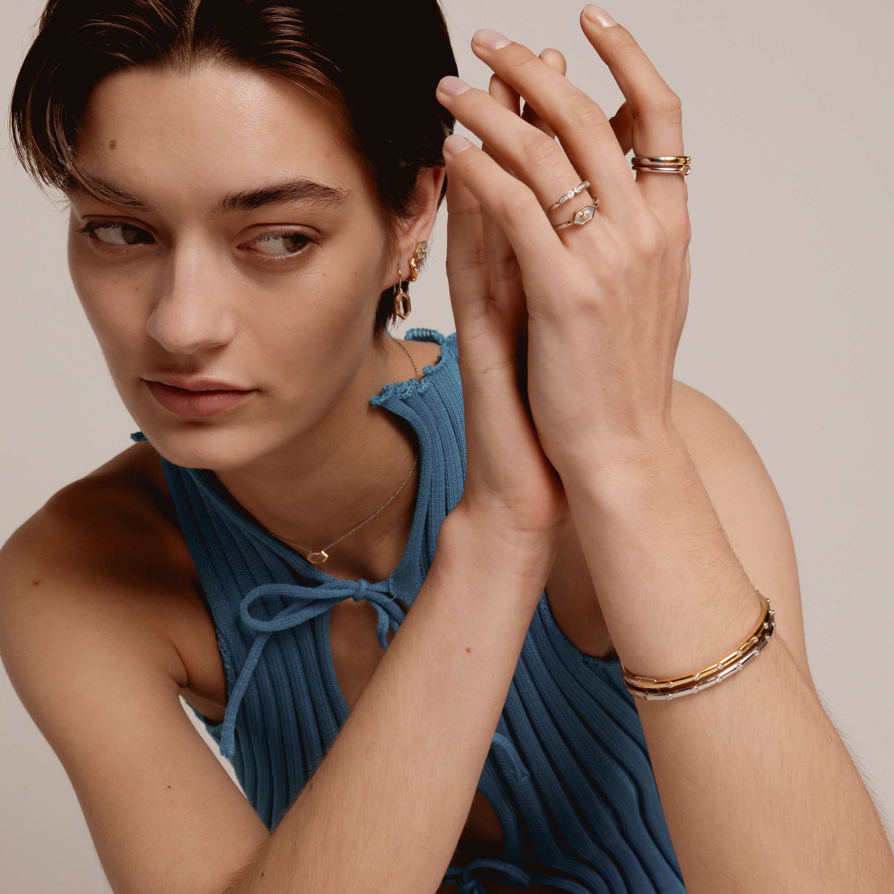 gold plated ring met zirkonia 12311MW