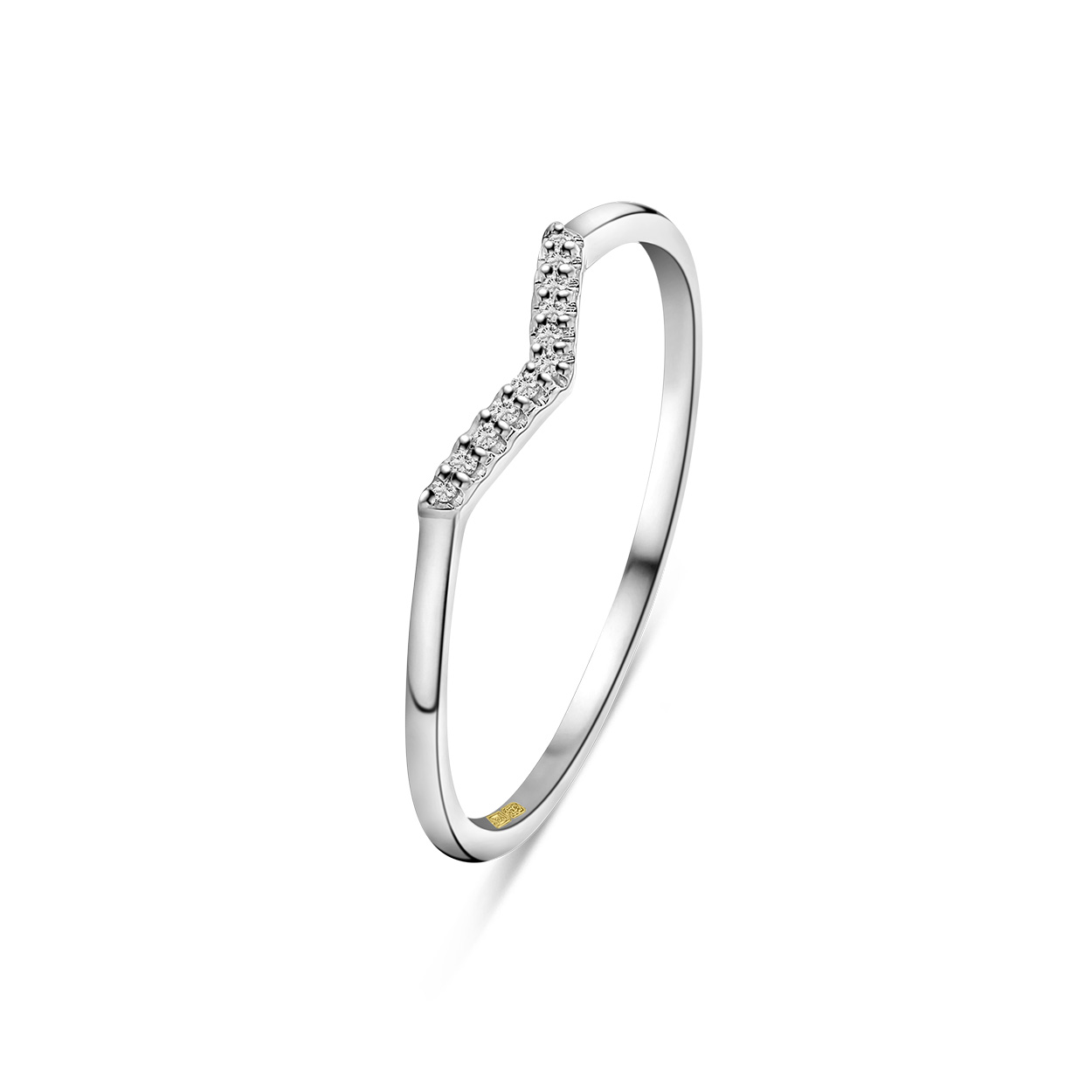 Witgouden ring v vorm met diamanten R138-RG50183-W