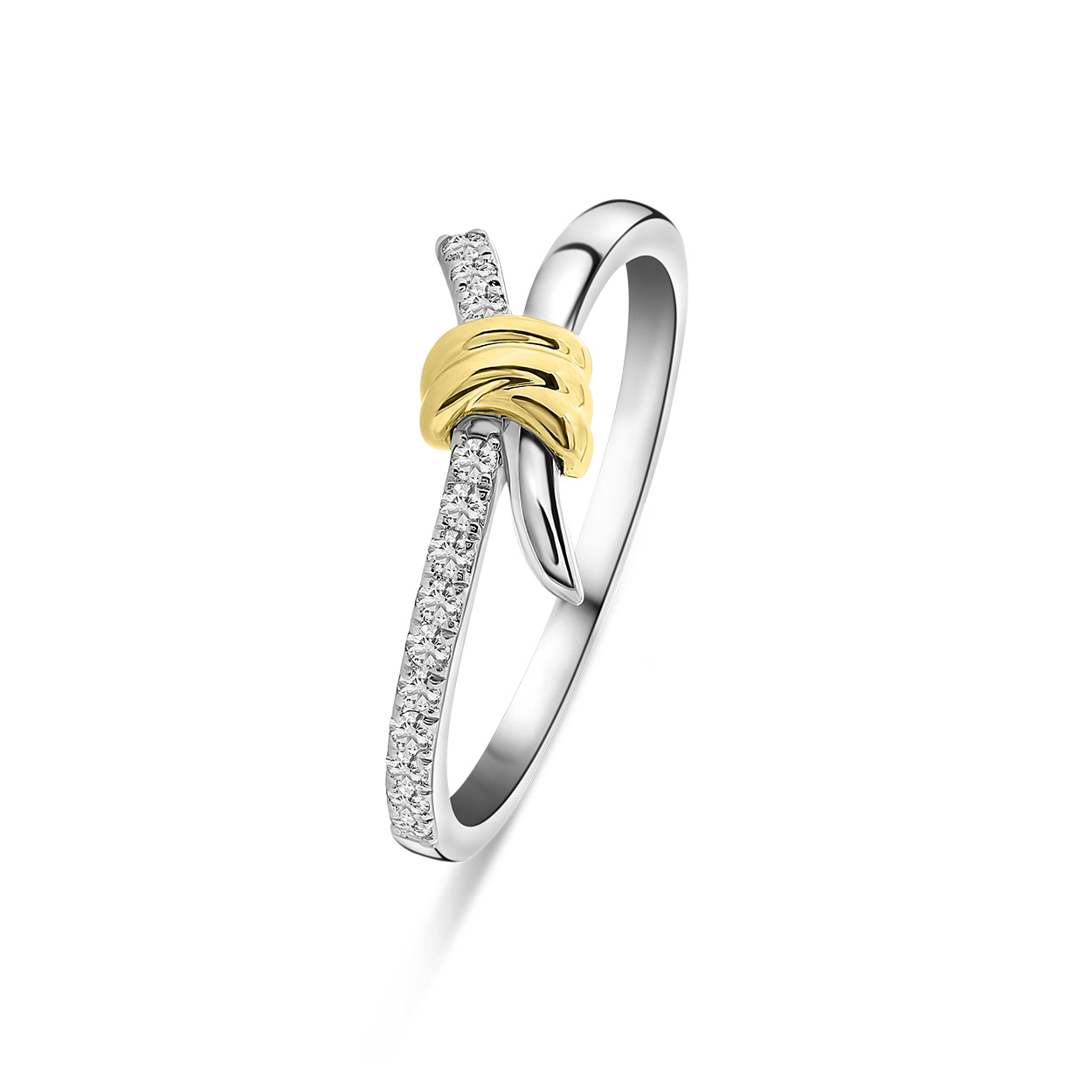 Bi-color ring loveknot met diamanten R480-RC530009ADI-YW