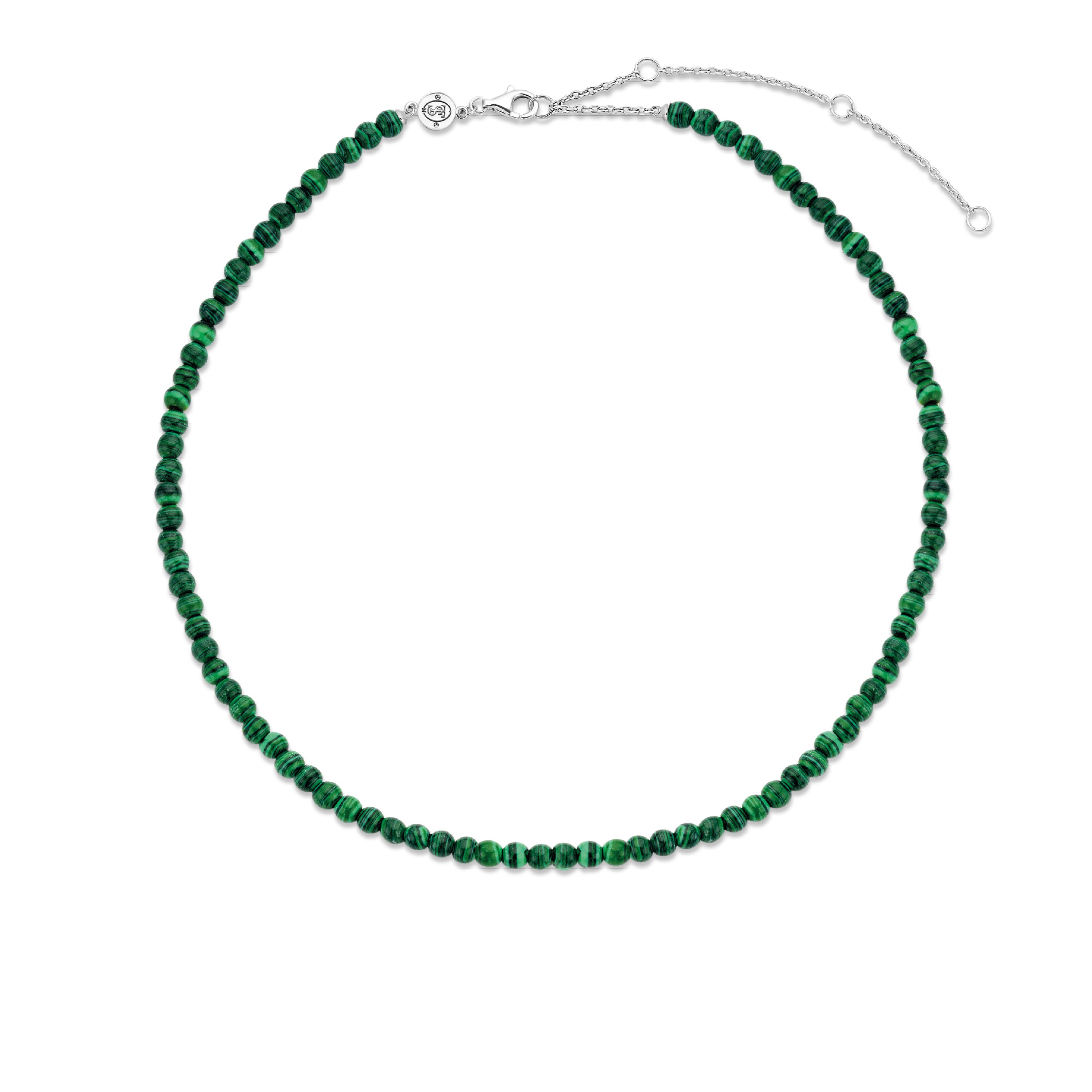 Kralenketting van sterling zilver met malachiet 3916MA