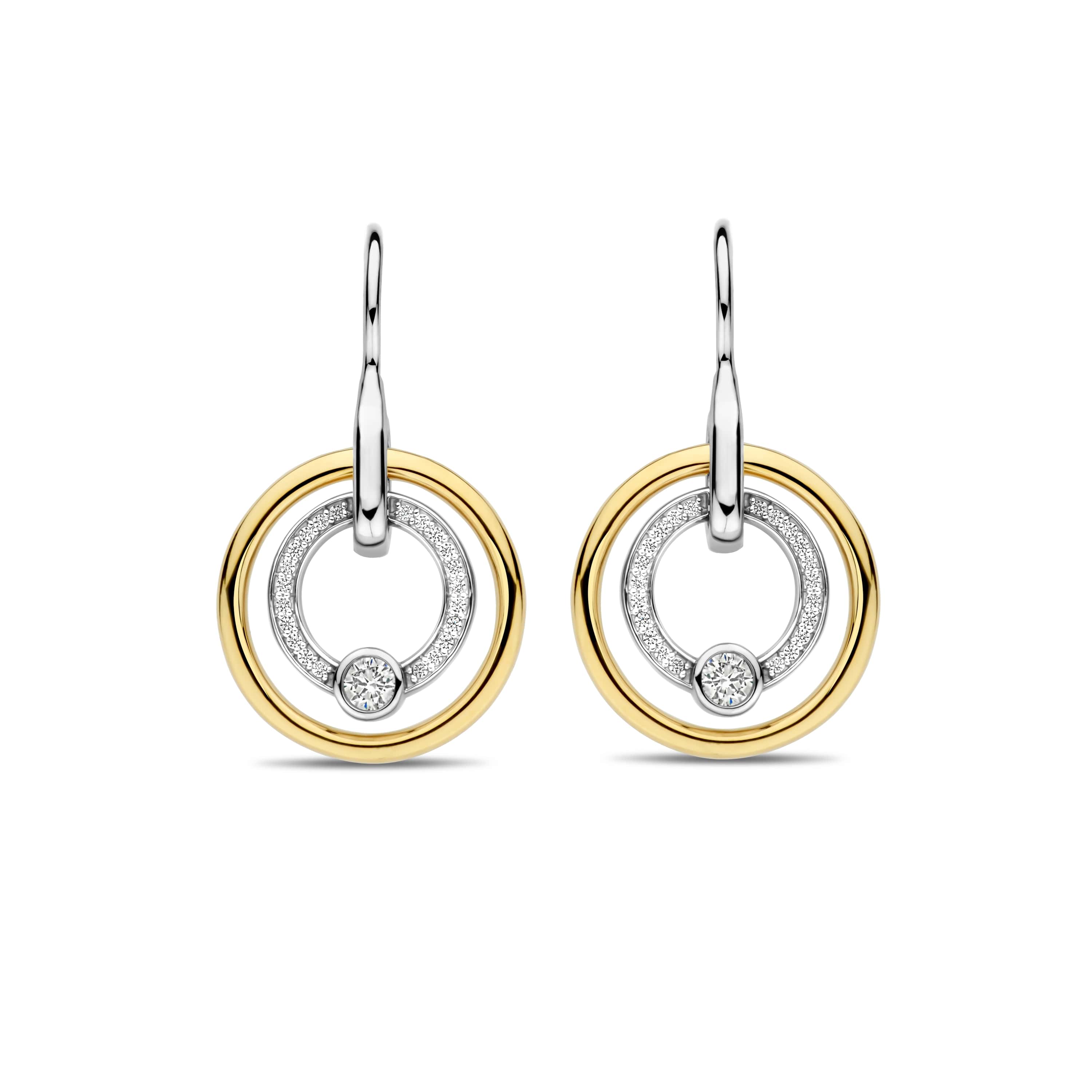 Oorhangers gold plated  met zirkonia - 7978ZY