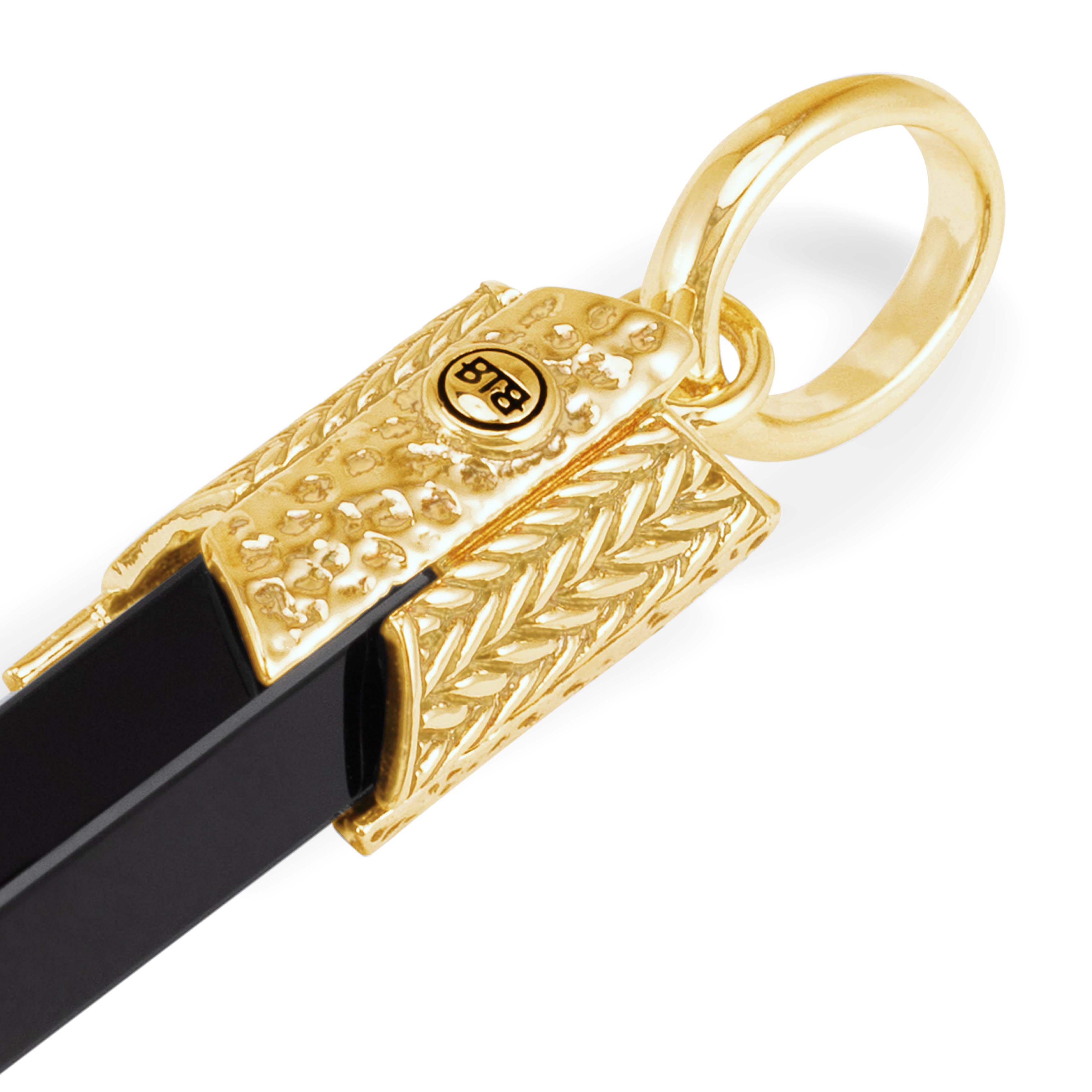 Hanger Edelsteen Gold Plated Onyx - 701ONGV
