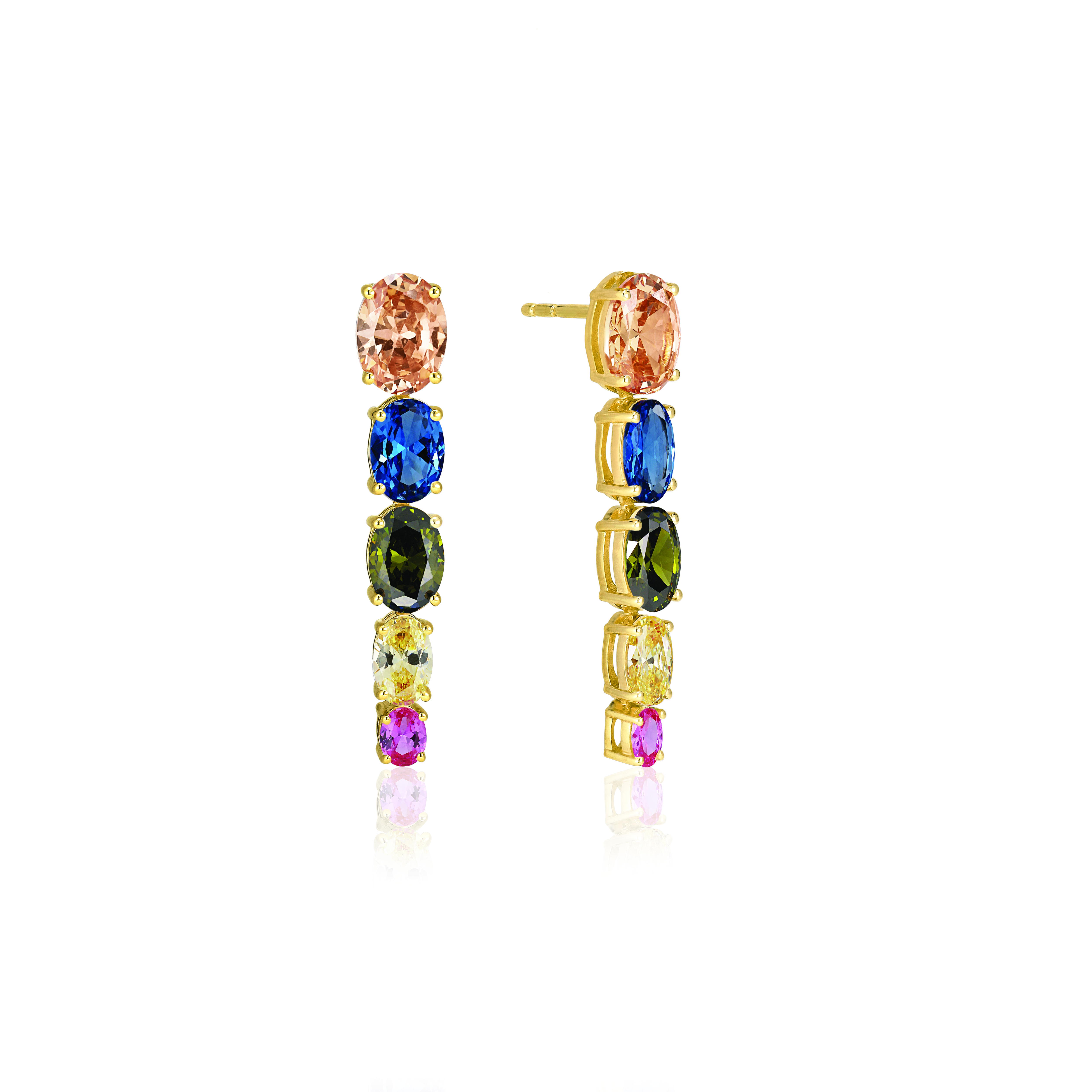 Oorhangers Ellisse Lungo Cinque van gold plated  - SJ-E2323-XCZ-YG