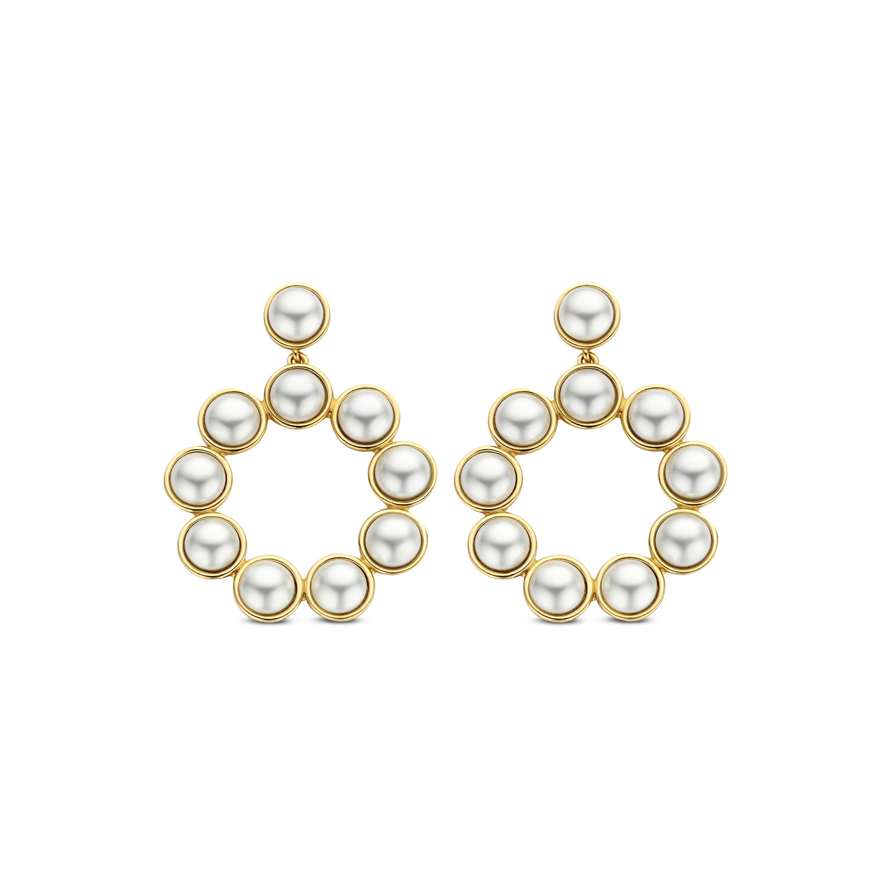 Oorhangers van gold plated  met parels 7905YP