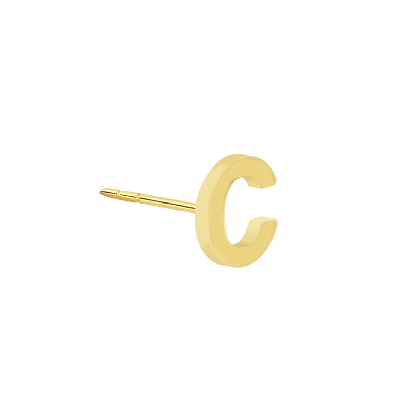Geelgouden oorknop 'C'