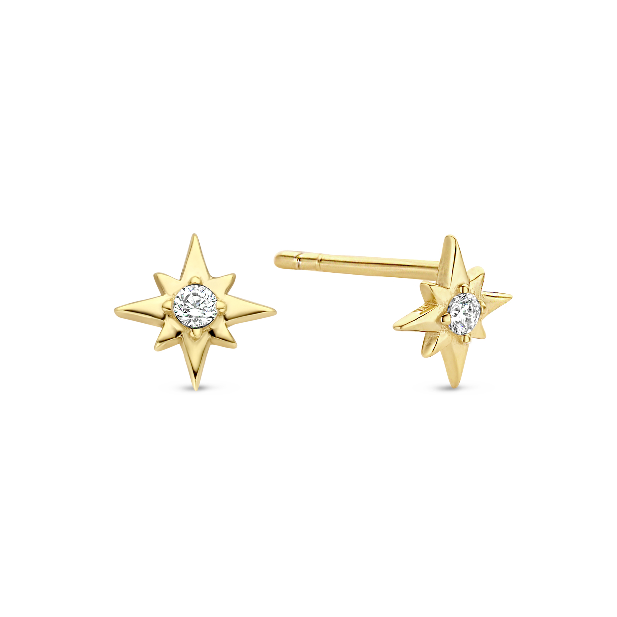 Sterling zilveren goud vergulde oorknoppen met zirkonia 213A0345