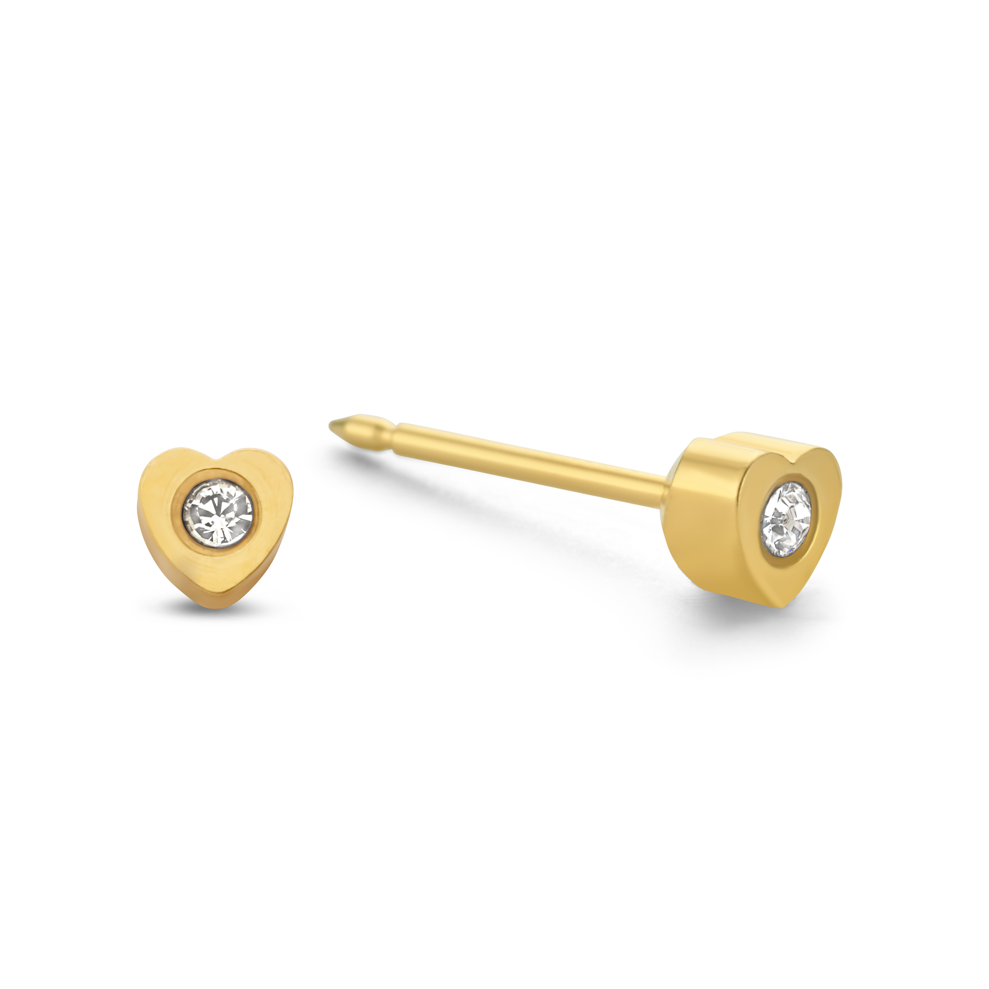 Schietoorknoppen 4mm kristal in Hart verguld