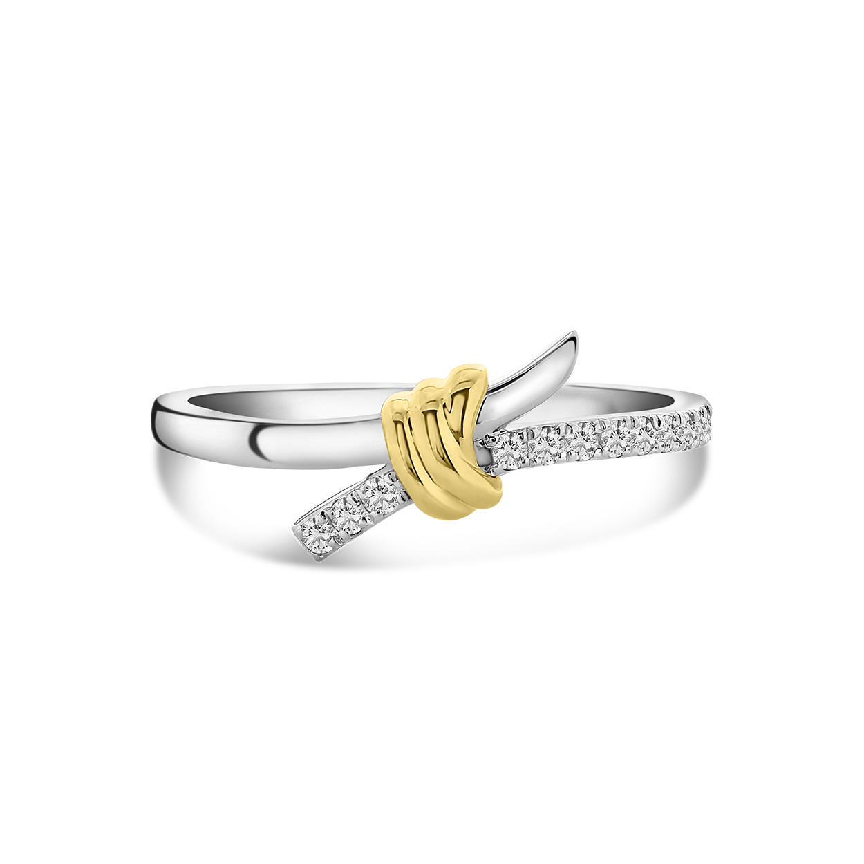 Bi-color ring loveknot met diamanten R480-RC530009ADI-YW