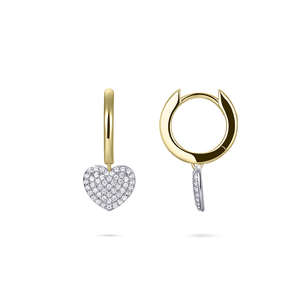 Oorringen Hart gold plated met zirkonia - KC1025Y