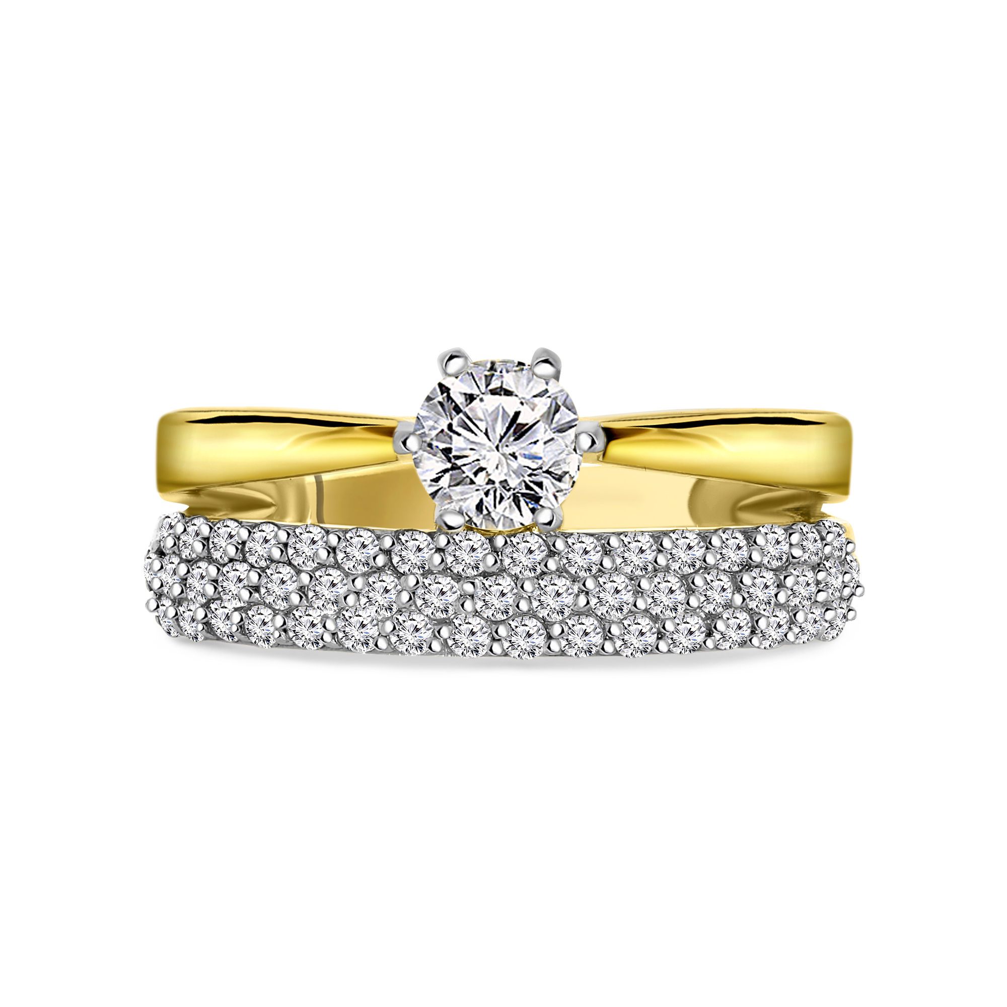 Geelgouden ring met zirkonia R01-59268-Z