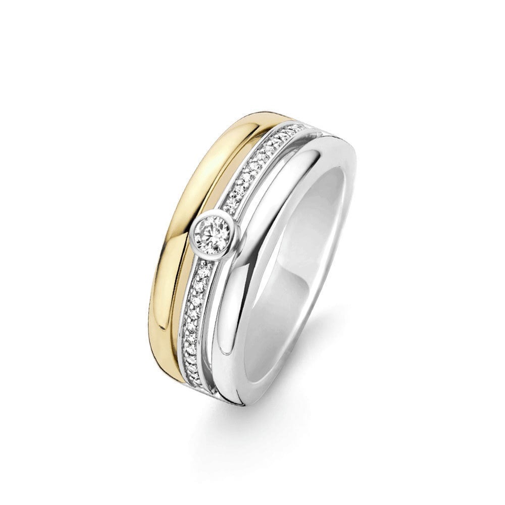 Ring van gold plated sterling zilver met zirkonia 12094ZY