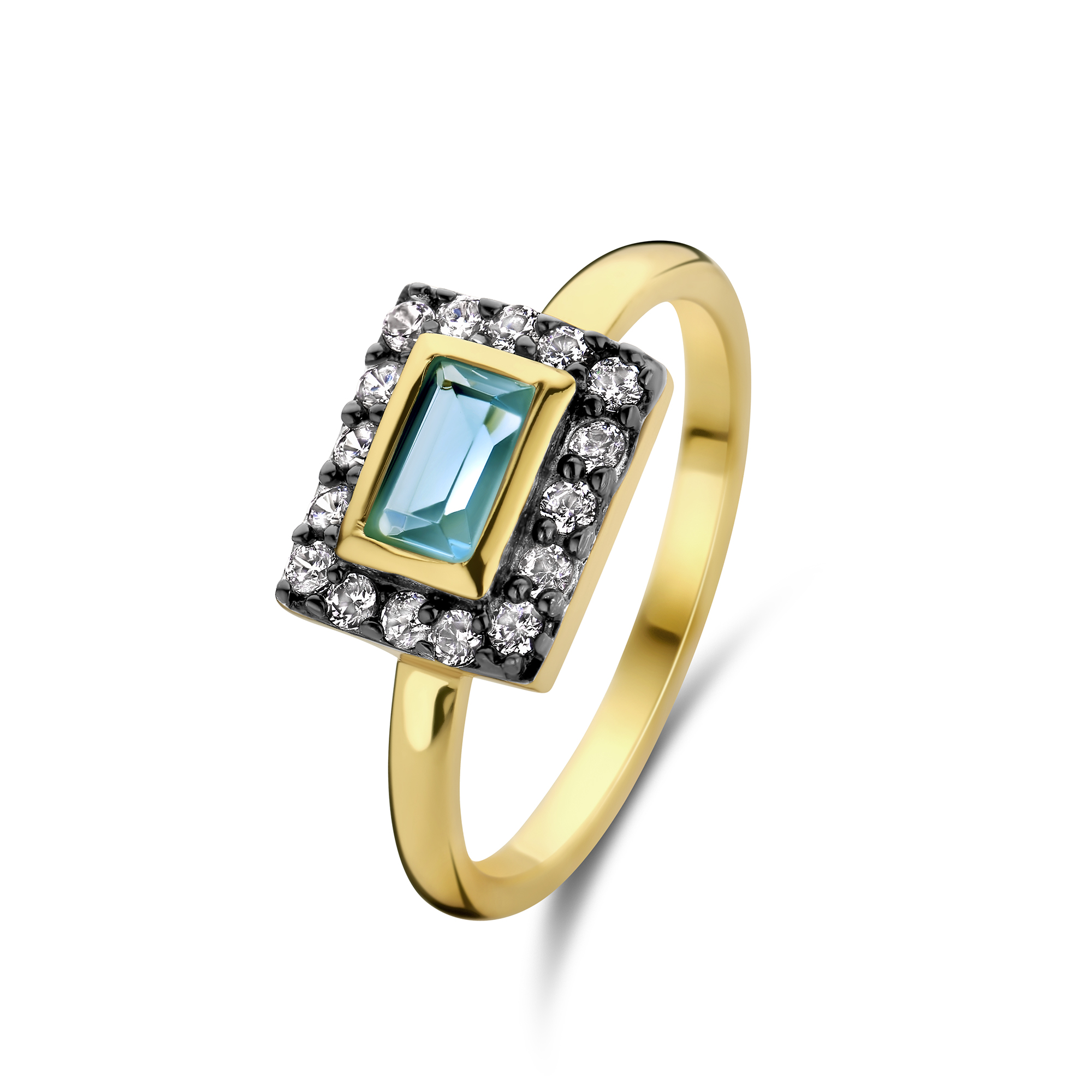 Ring gold plated  met gekleurde stenen - 163S0169