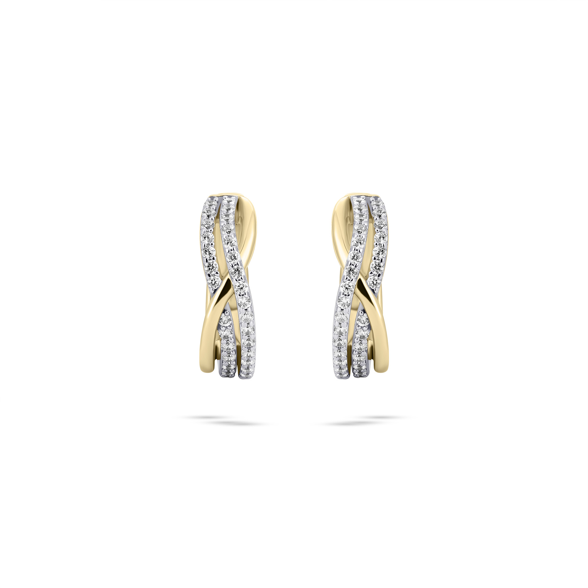 Oorringen gold plated met zirkonia - KC090Y