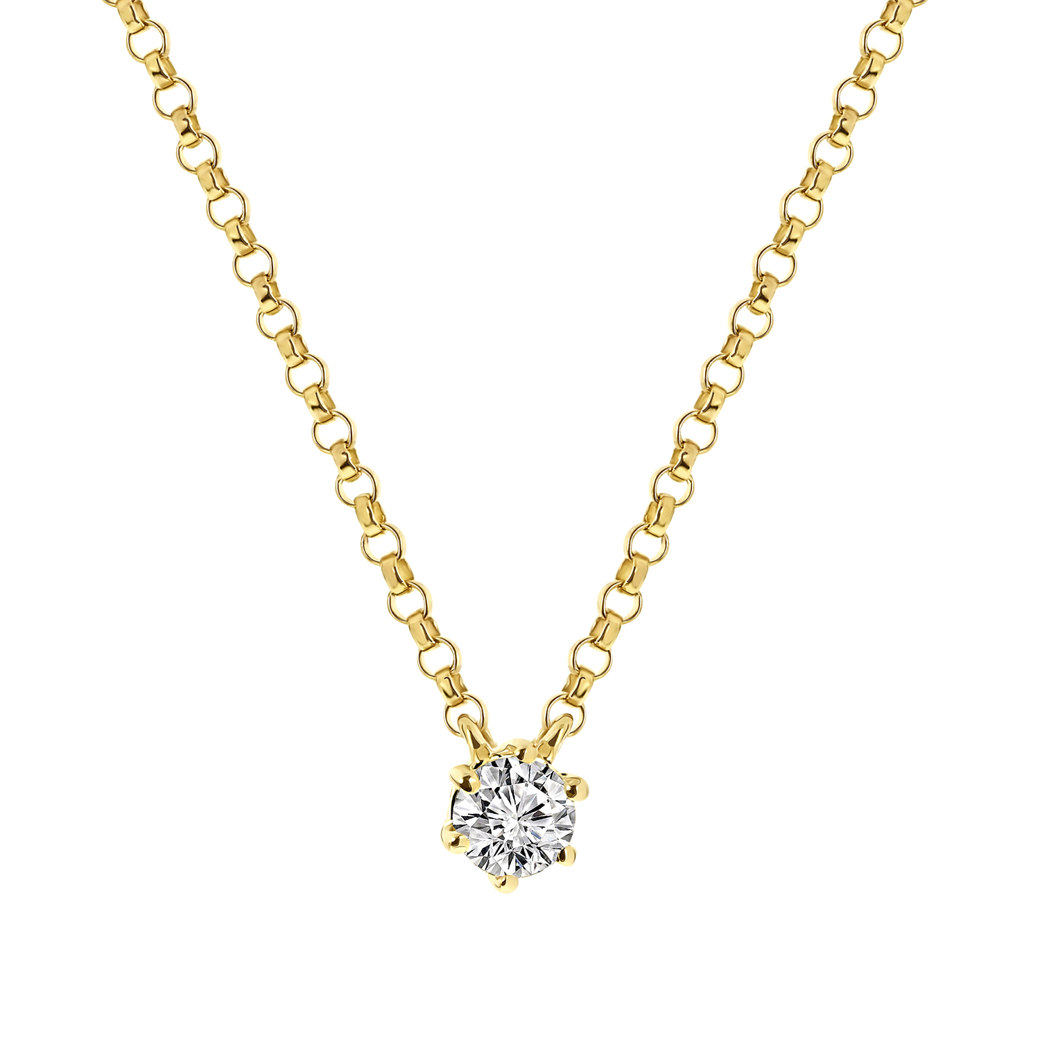 Geelgouden solitair collier met diamant 41586121