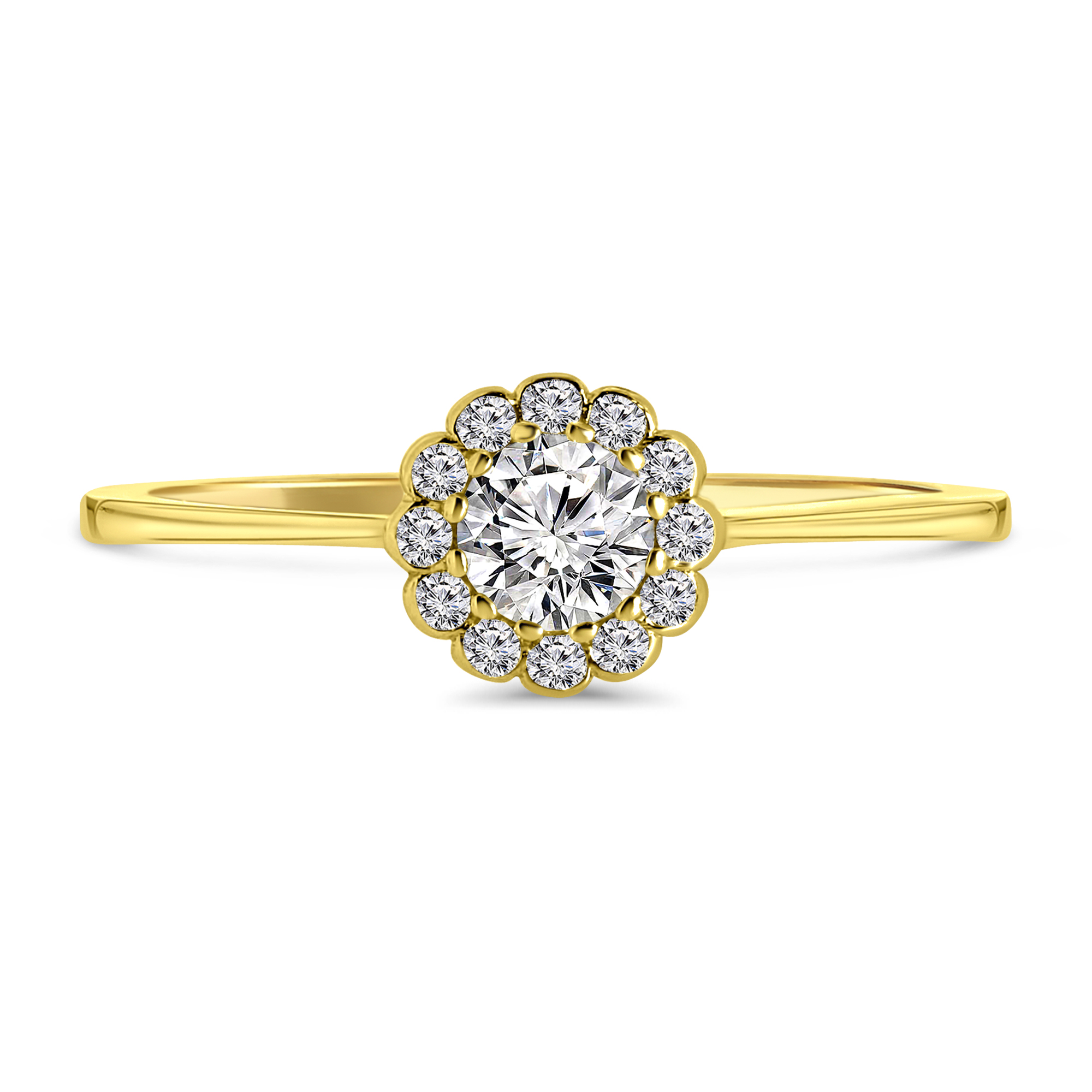 Geelgouden ring met zirkonia