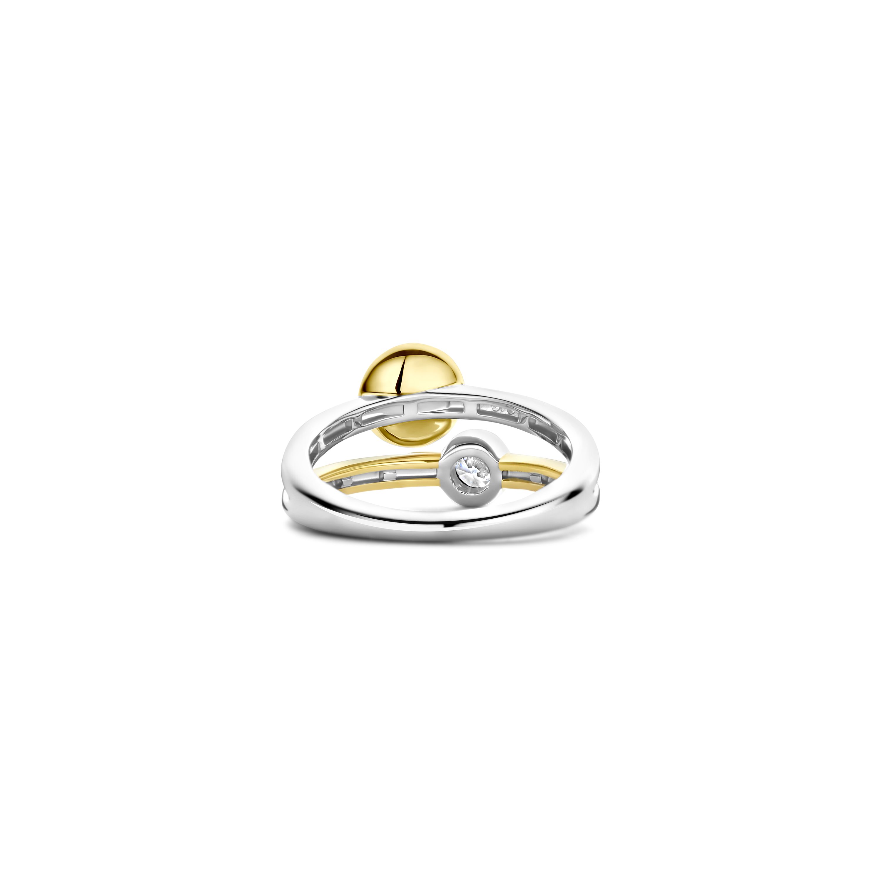 Ring bicolor met parel en zirkonia - 12376YP