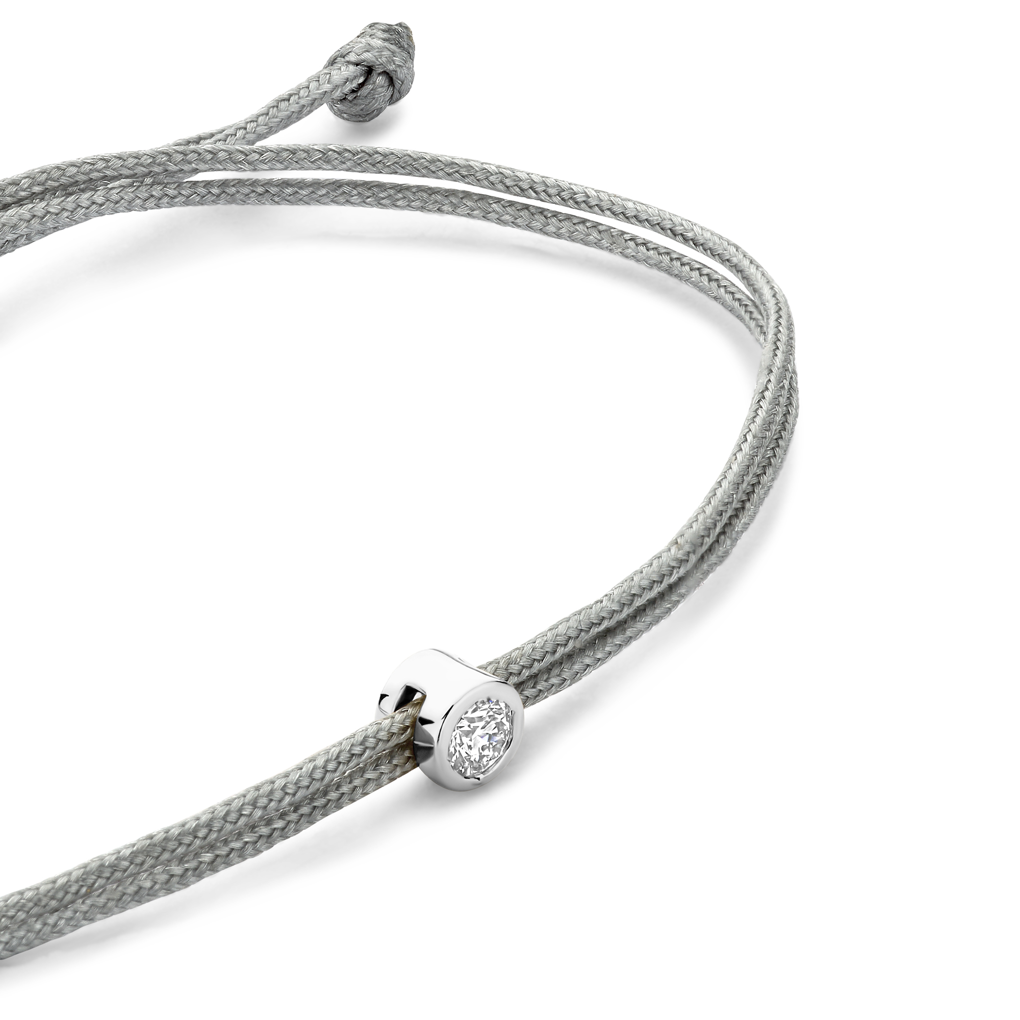 Koordarmband Grijs met lab grown diamant - BN010-04-S