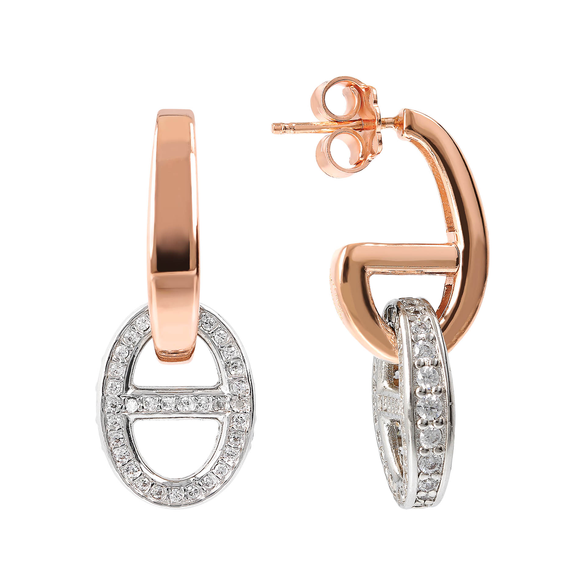 Oorbel met rosé en zirkonia pavé E495-WSBZ01656