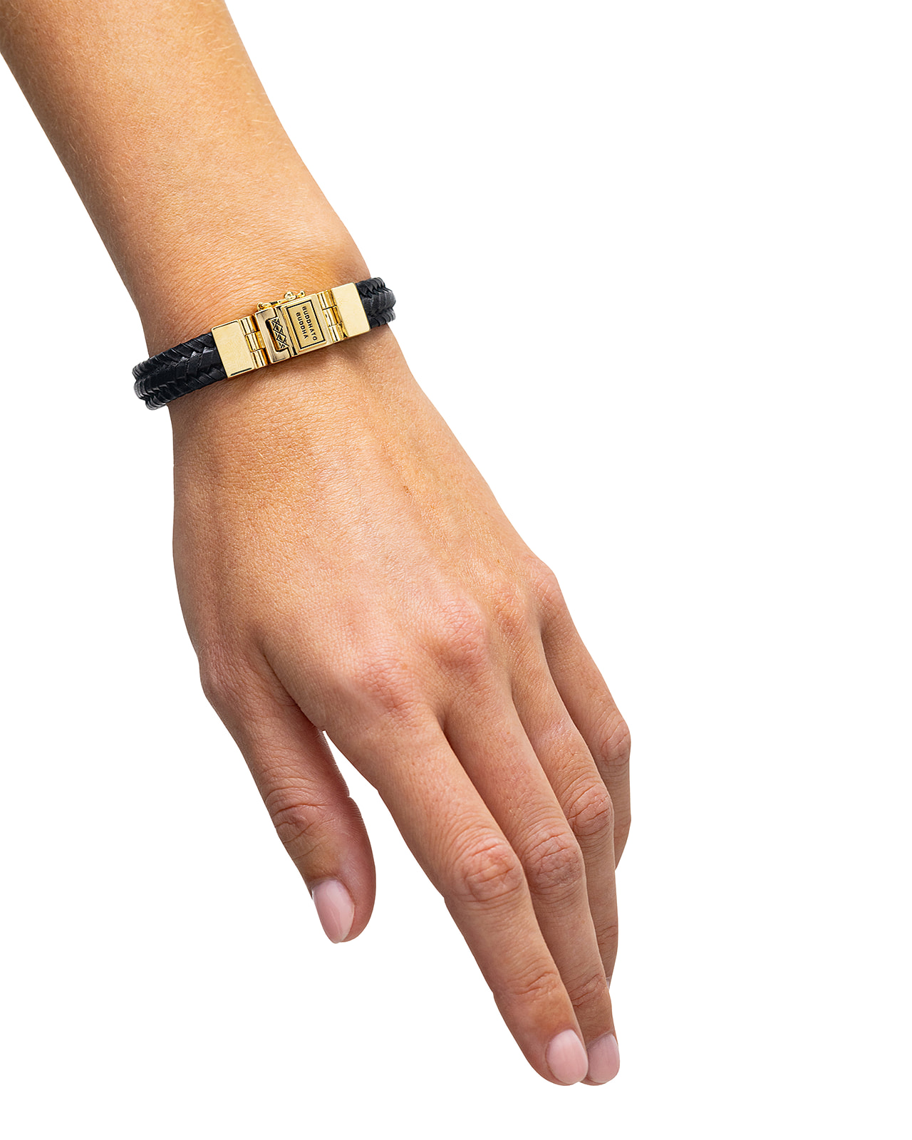 Armband Edwin Small Leather Black Gold Plated - 181BLGV