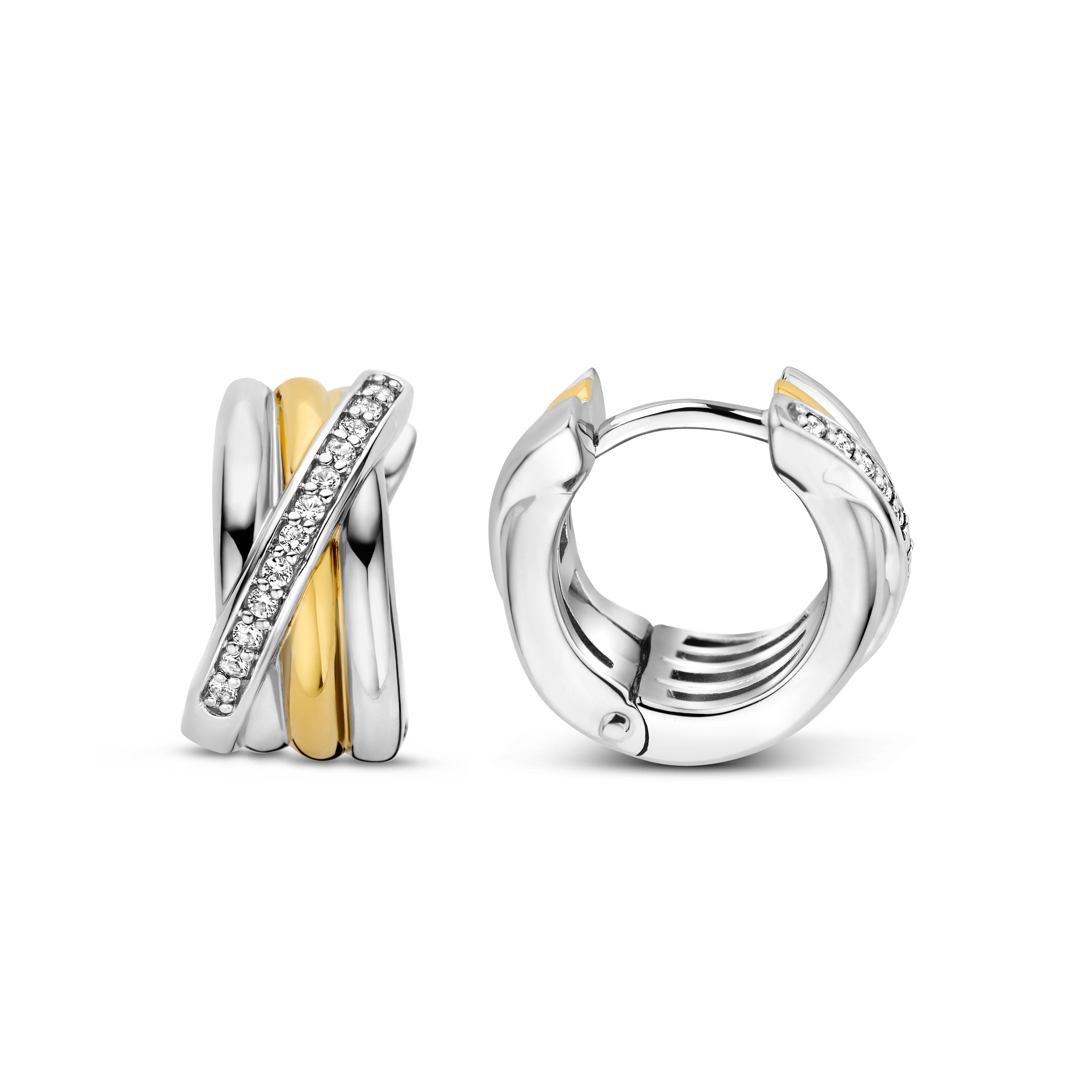 Oorringen van gold plated  met zirkonia 7960ZY