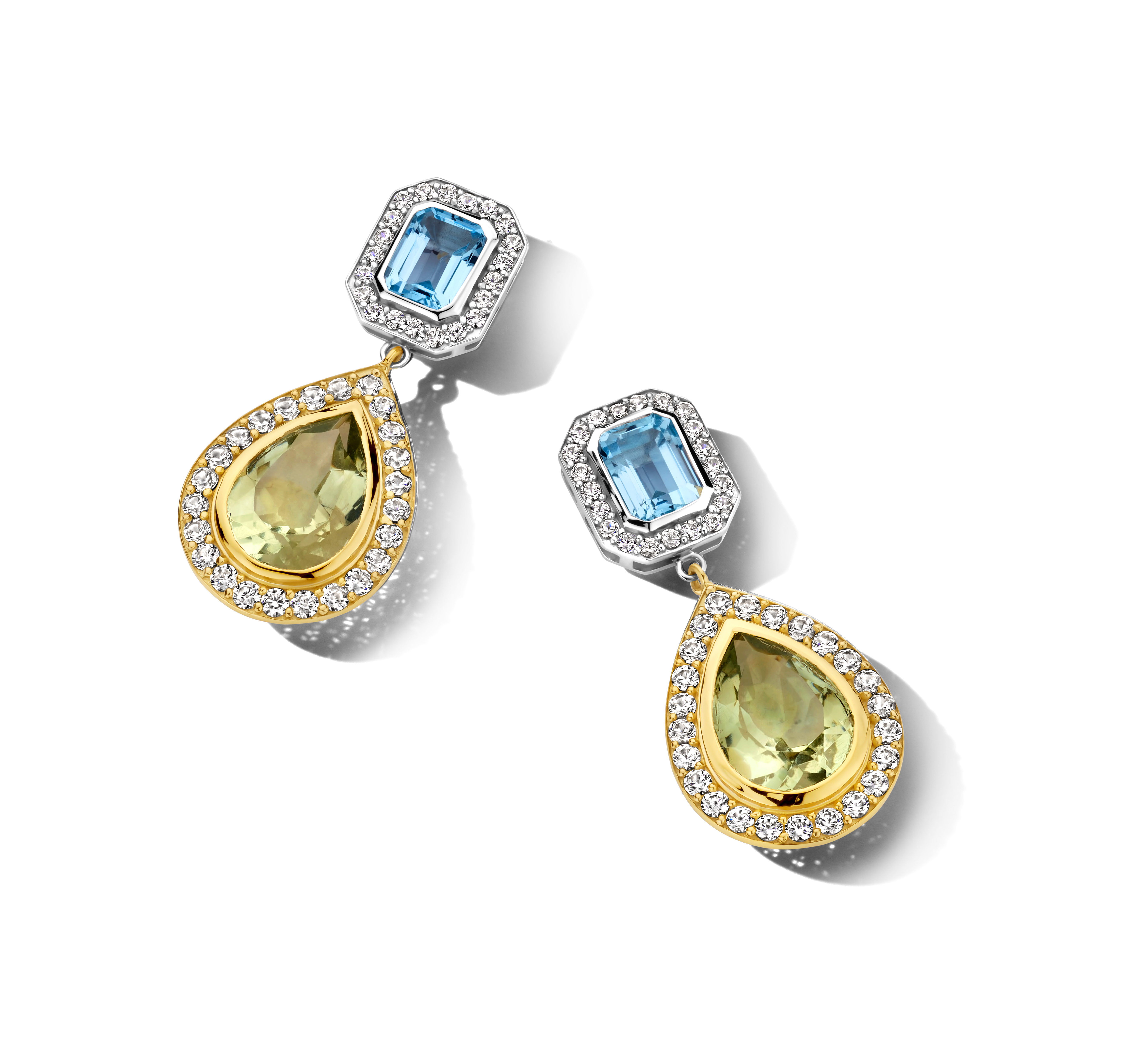 Oorhangers gold plated met Topaas en Amethist - 247A0086