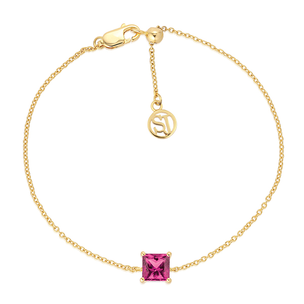Sterling zilveren goud vergulde armband met roze zirkonia SJ-B42274-PKCZ-YG