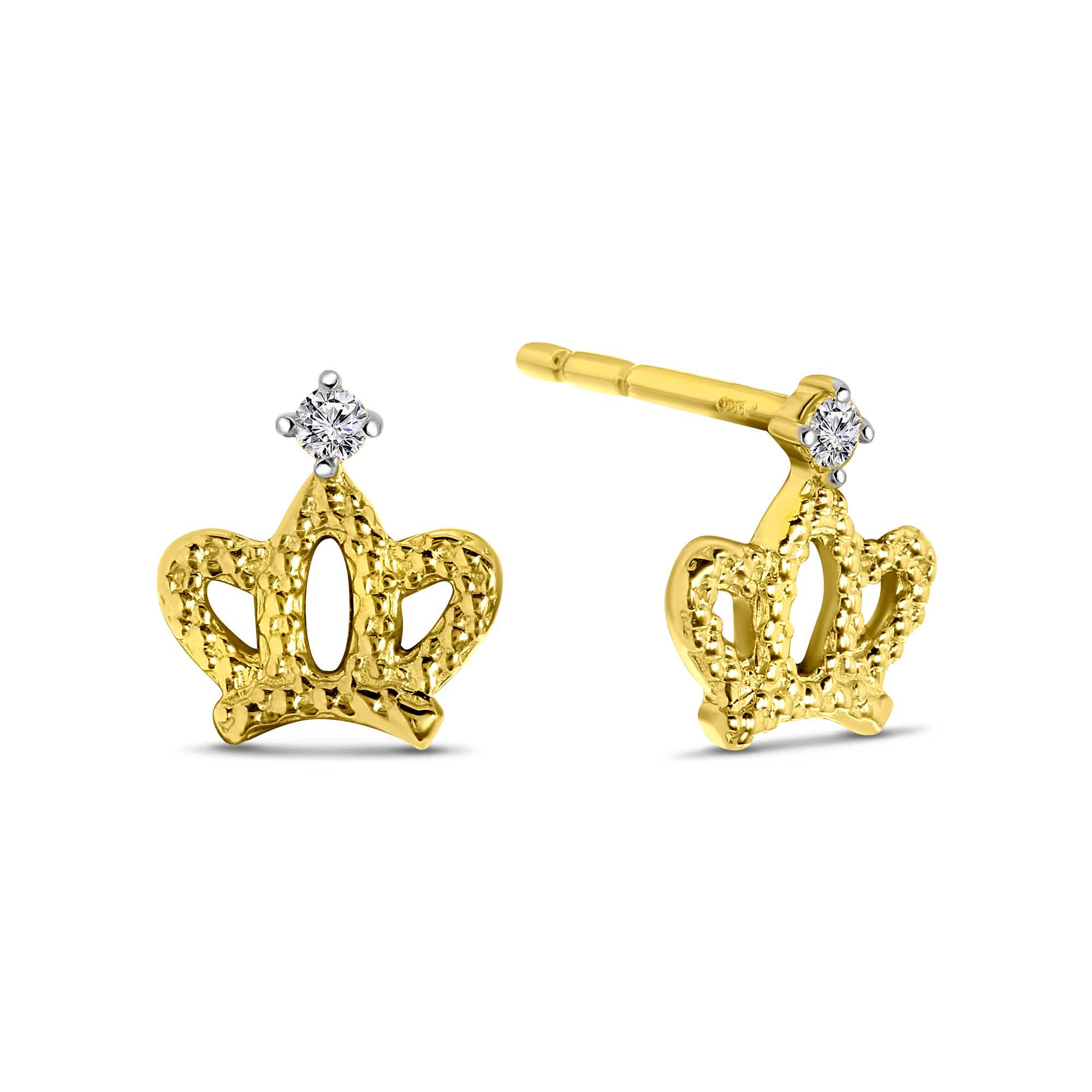 Geelgouden oorknoppen kroon 60169-Z-Y