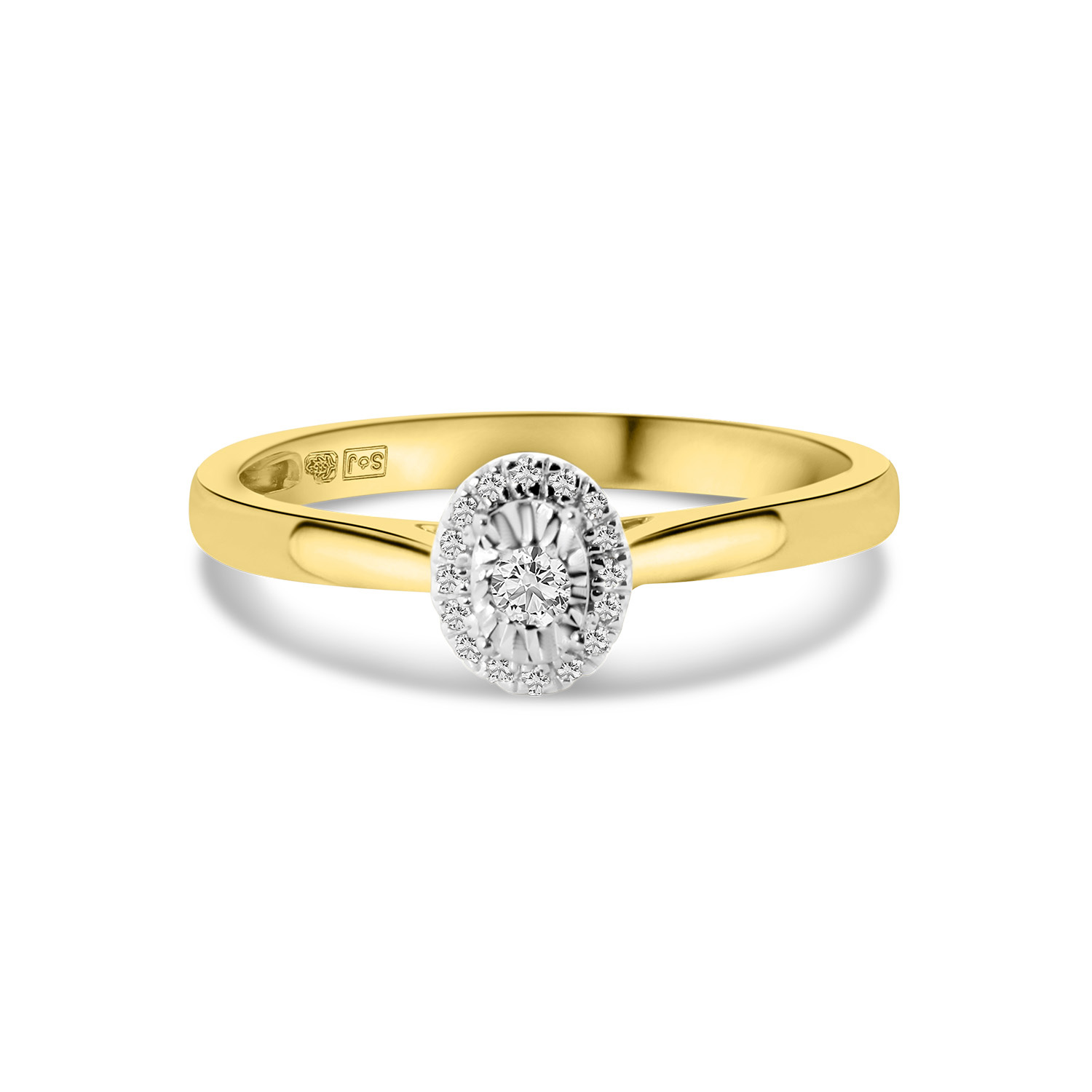 Geelgouden ring met diamanten entourage R404-IGR42439-YW